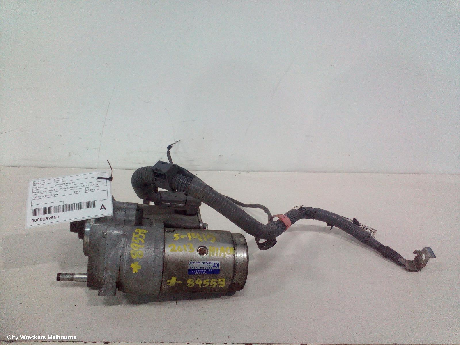 TOYOTA HIACE STARTER, DIESEL, 3.0, 1KD-FTV, TURBO, MANUAL T/M TYPE, KDH, 09/2006 - 04/2019