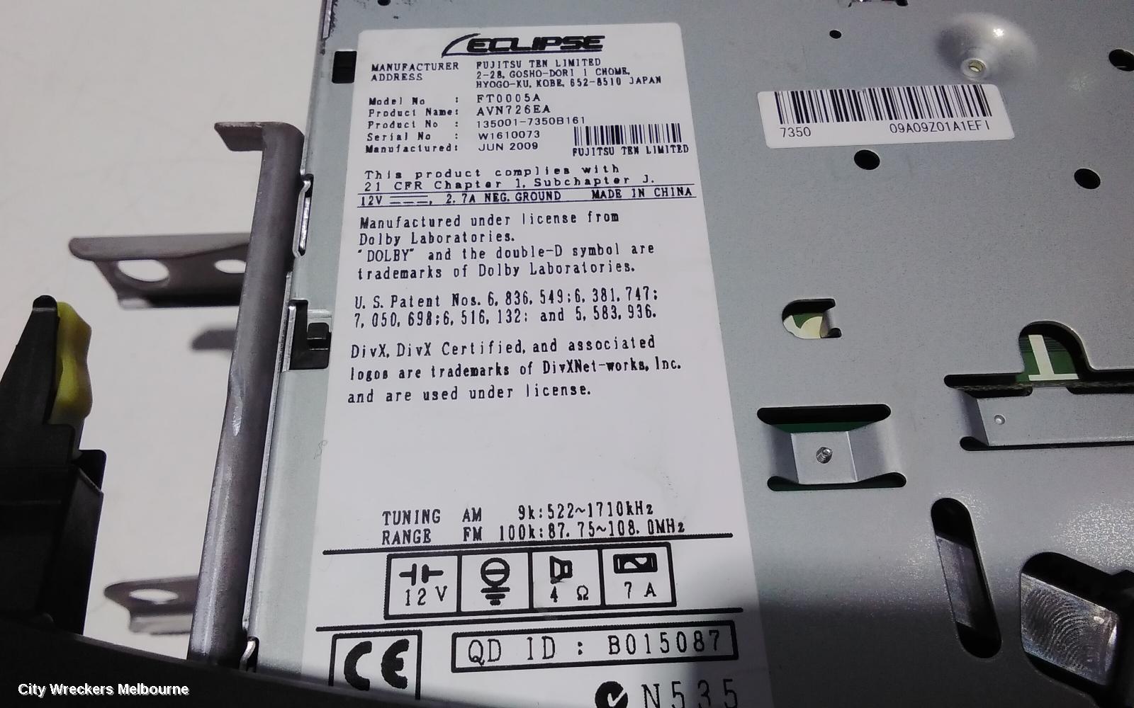TOYOTA RAV4 RADIO/CD/DVD/SAT/TV, AFTERMARKET, ACA33, 11/2005 - 11/2012