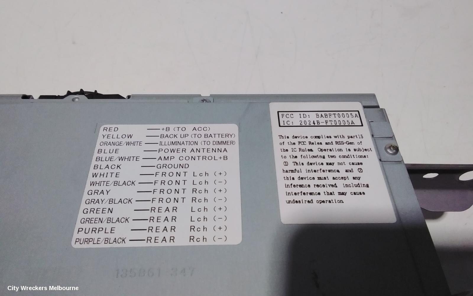 TOYOTA RAV4 RADIO/CD/DVD/SAT/TV, AFTERMARKET, ACA33, 11/2005 - 11/2012