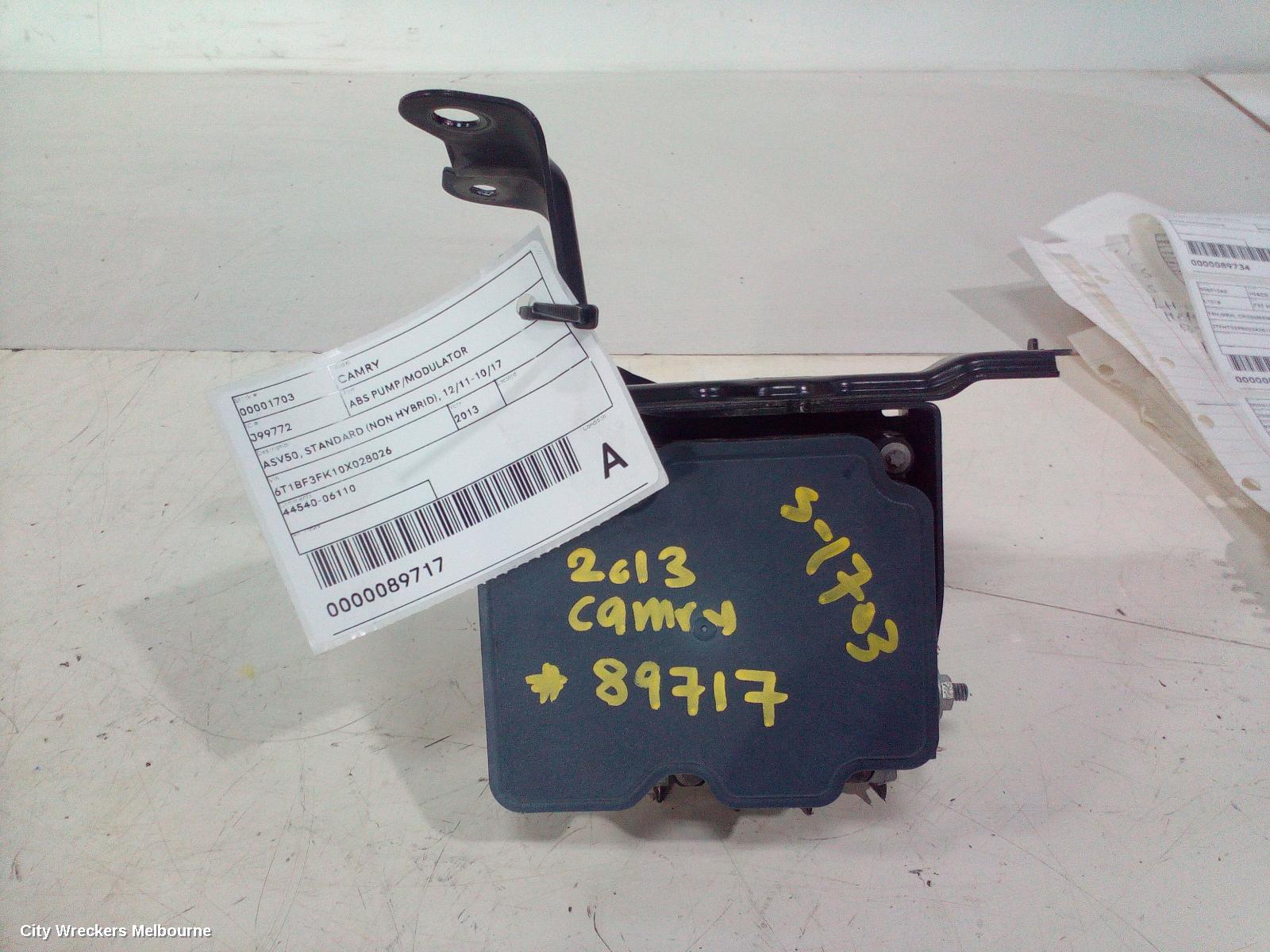 TOYOTA CAMRY ABS PUMP/MODULATOR, ASV50, STANDARD (NON HYBRID), P/N 4454006110, 12/2011 - 05/2015