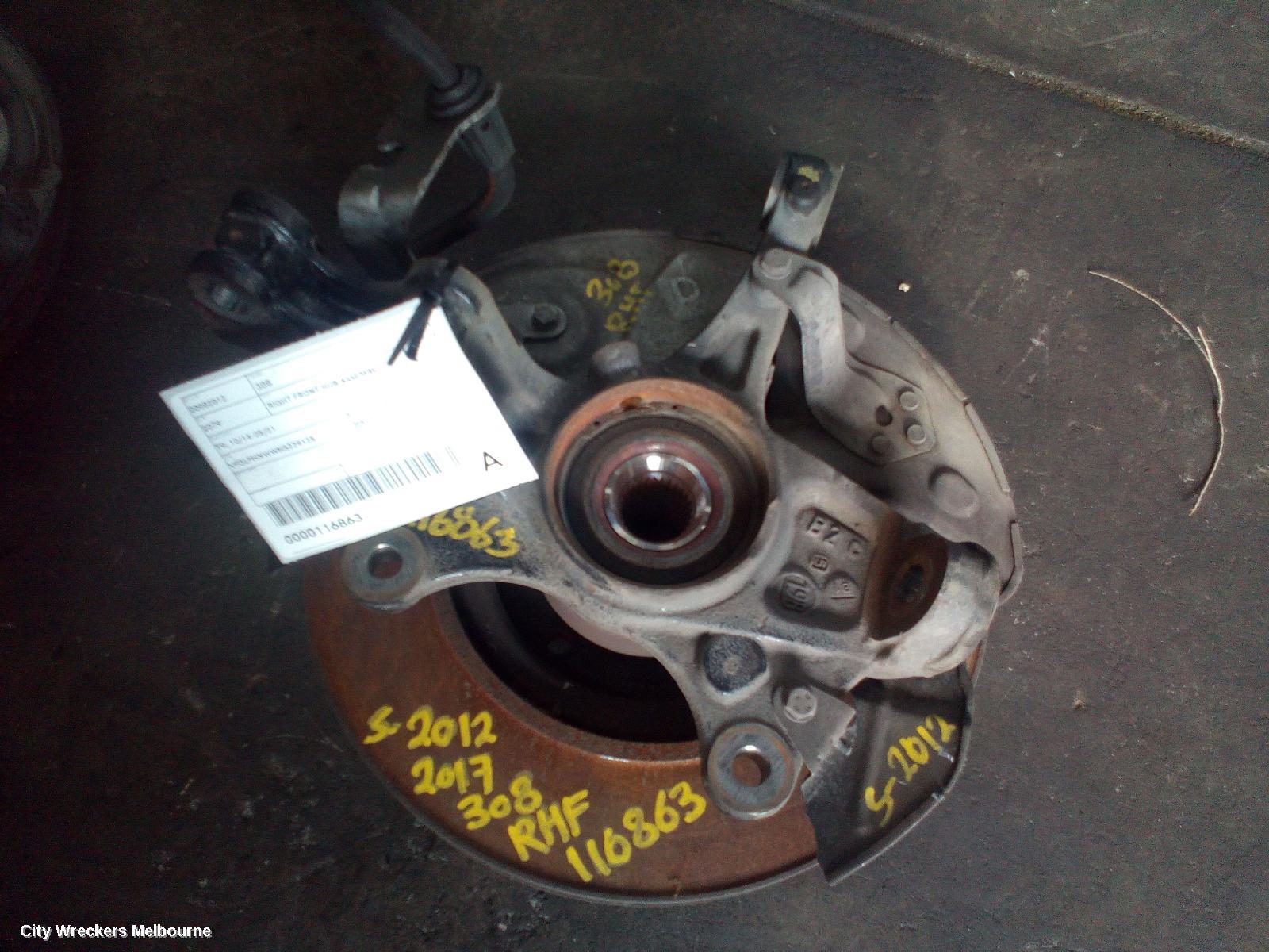 PEUGEOT 308 RIGHT FRONT HUB ASSEMBLY, T9, 10/2014 - 05/2021