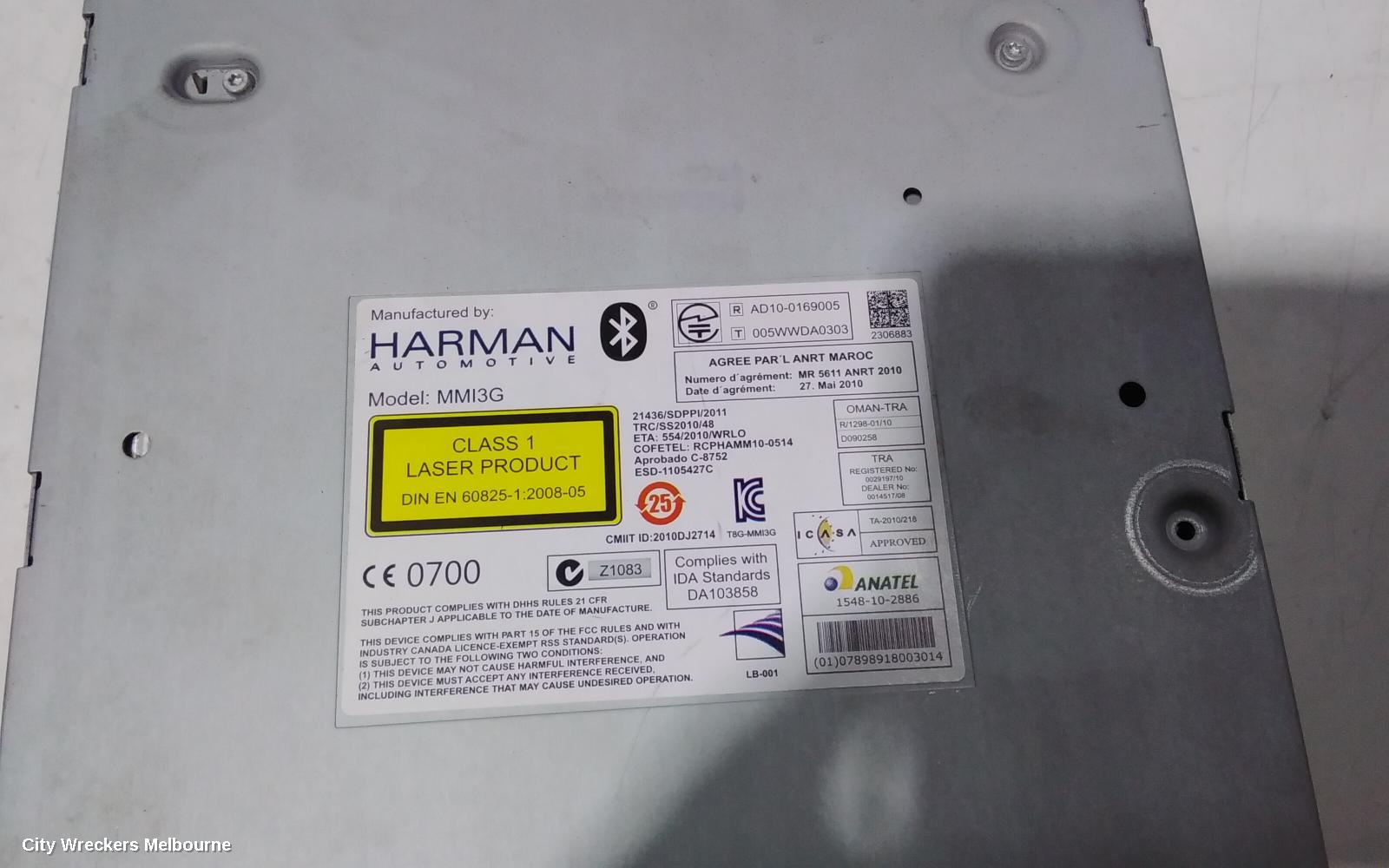 AUDI A1 RADIO/CD/DVD/SAT/TV, RADIO CONTROL UNIT, 8X, ACTIVE SPEAKER TYPE (4G0035056J), 12/2010 - 10/2018