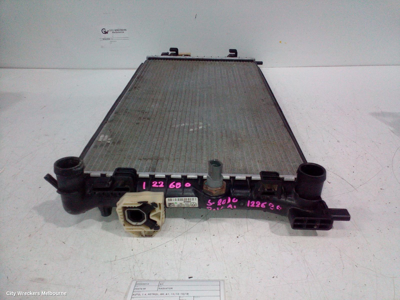 AUDI A1 RADIATOR, AUTO, 1.4, PETROL, 8X, A1, 12/2010 - 10/2018