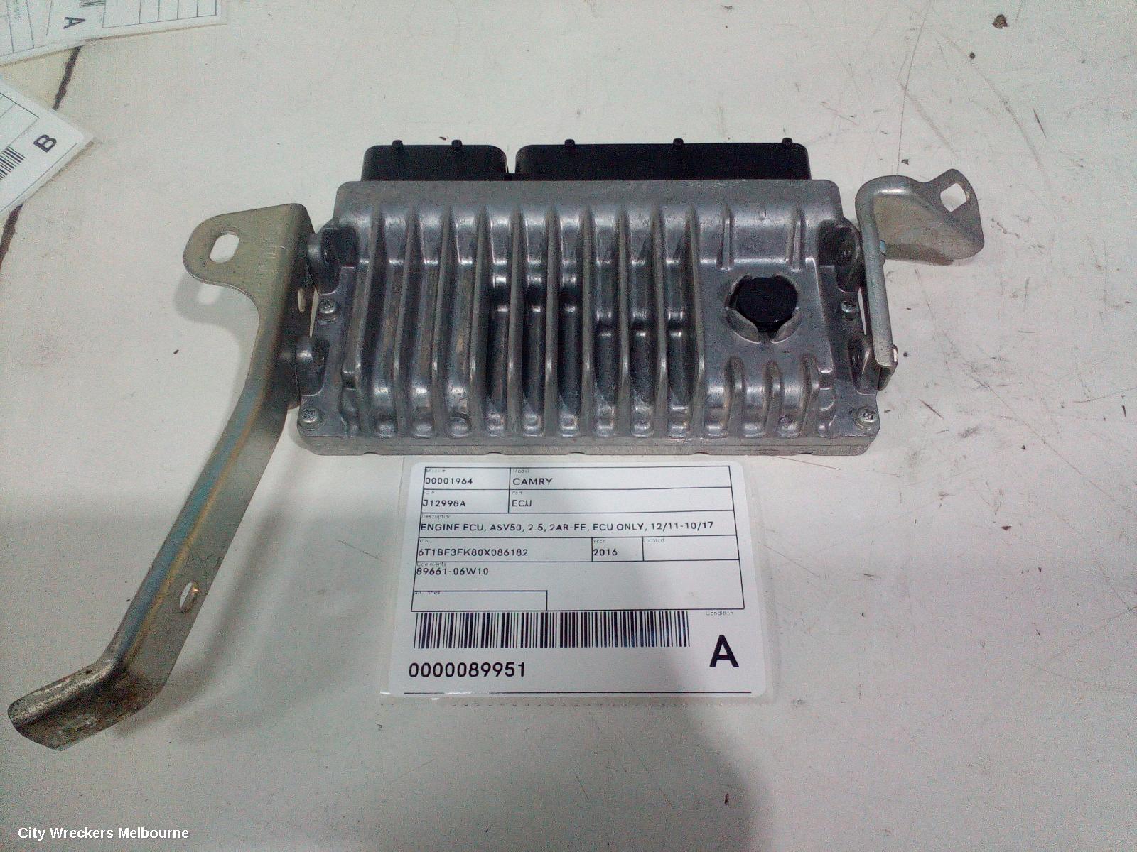 TOYOTA CAMRY ECU, ENGINE ECU, ASV50, 2.5, 2AR-FE, ECU ONLY, 12/2011 - 10/2017