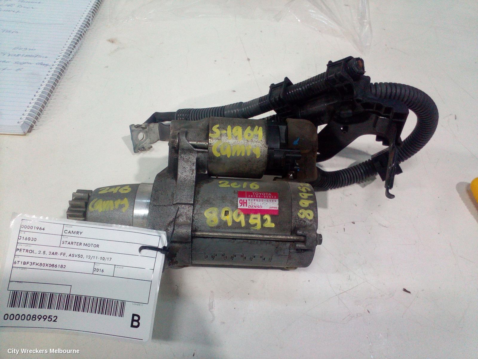 TOYOTA CAMRY STARTER, PETROL, 2.5, 2AR-FE, ASV50, 12/2011 - 10/2017