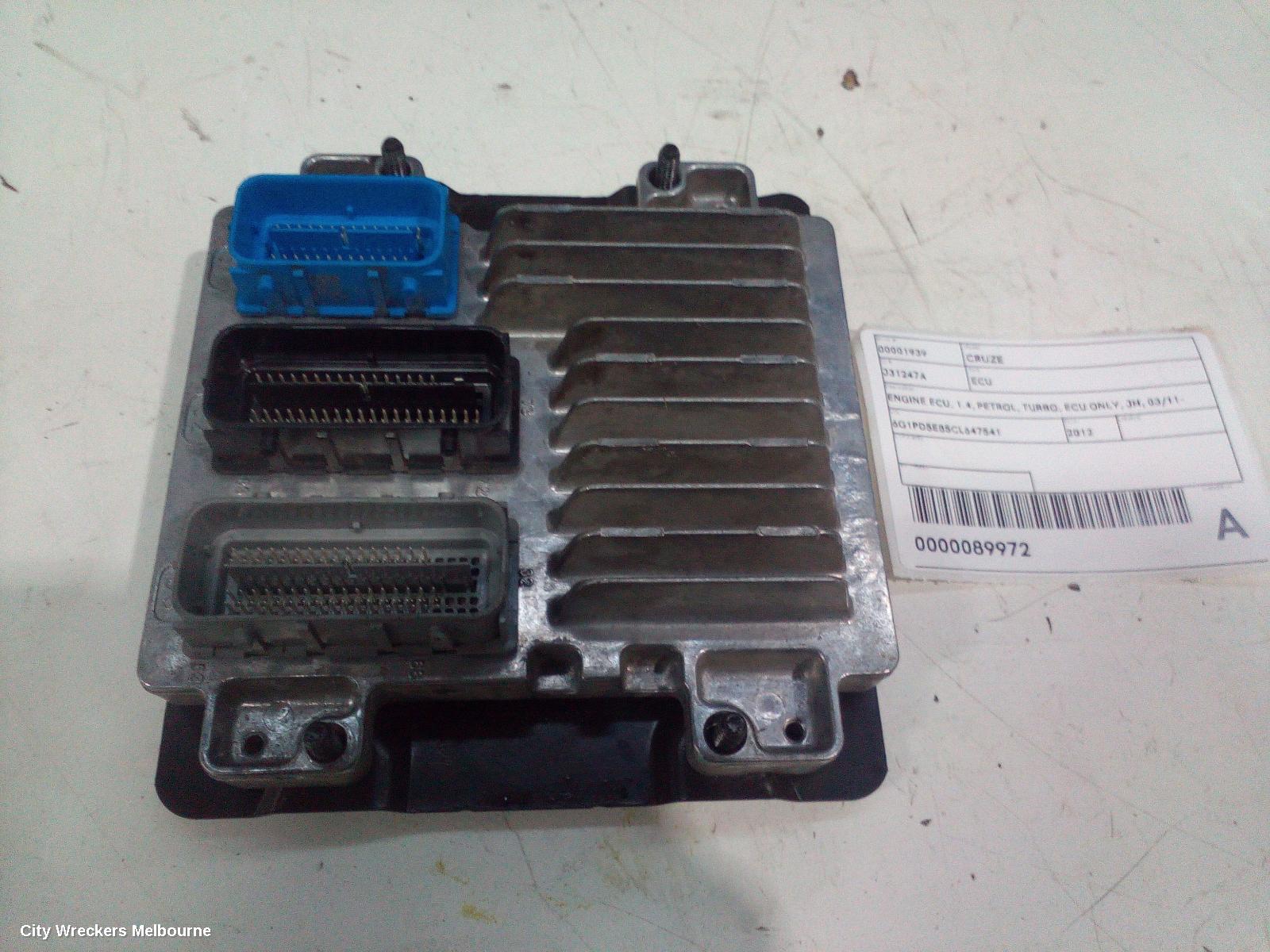 HOLDEN CRUZE ECU, ENGINE ECU, 1.4, PETROL, TURBO, ECU ONLY, JH, 03/2011 - 01/2017