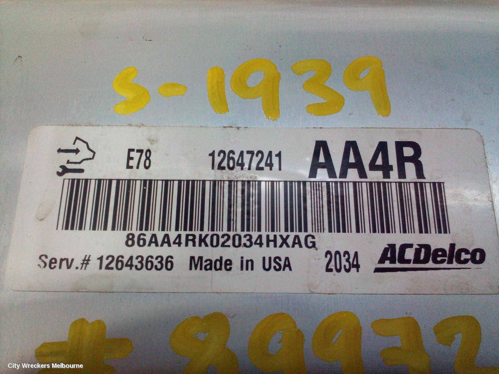 HOLDEN CRUZE ECU, ENGINE ECU, 1.4, PETROL, TURBO, ECU ONLY, JH, 03/2011 - 01/2017