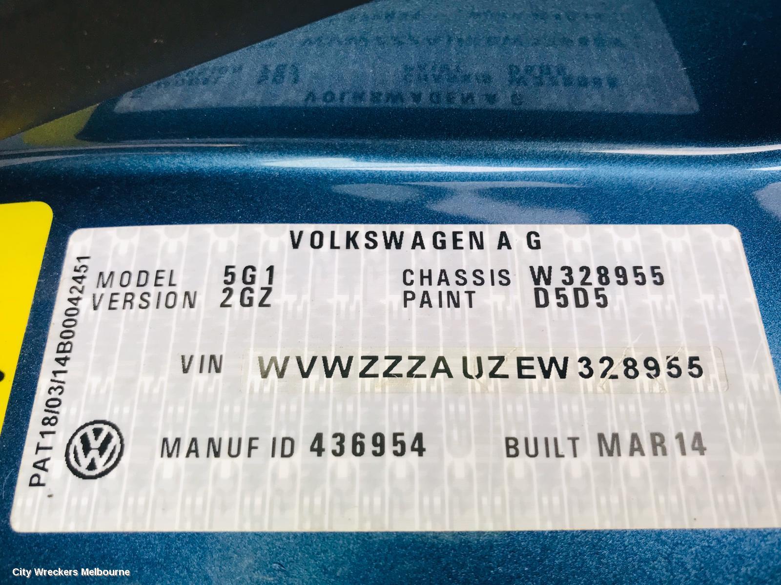 VOLKSWAGEN GOLF RIGHT REAR DOOR, GEN 7, HATCH, 03/2013 - 08/2020