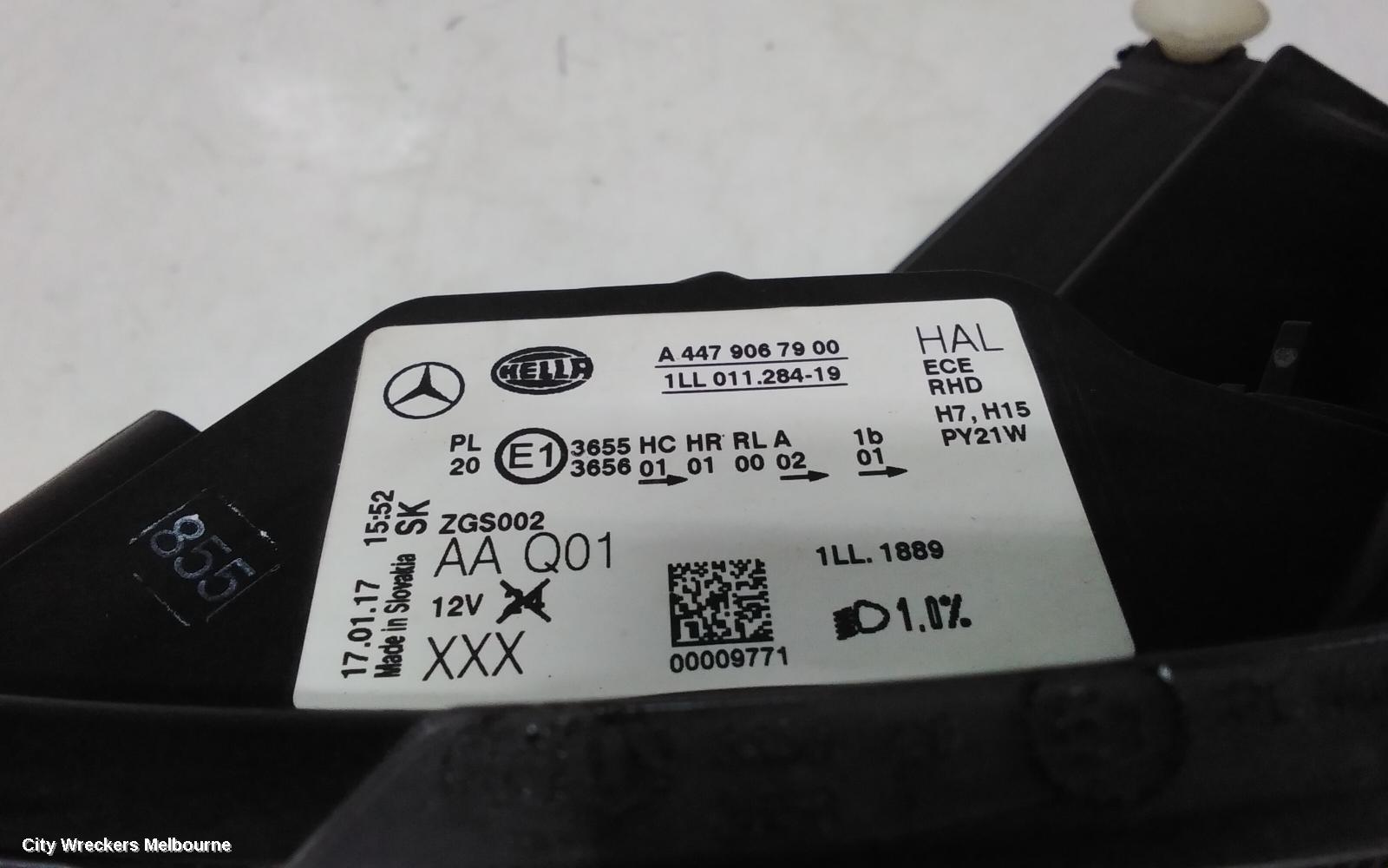 MERCEDES VITO LEFT HEADLAMP, 447, HALOGEN, BLACK INSERT TYPE, 03/2015 ONWARDS