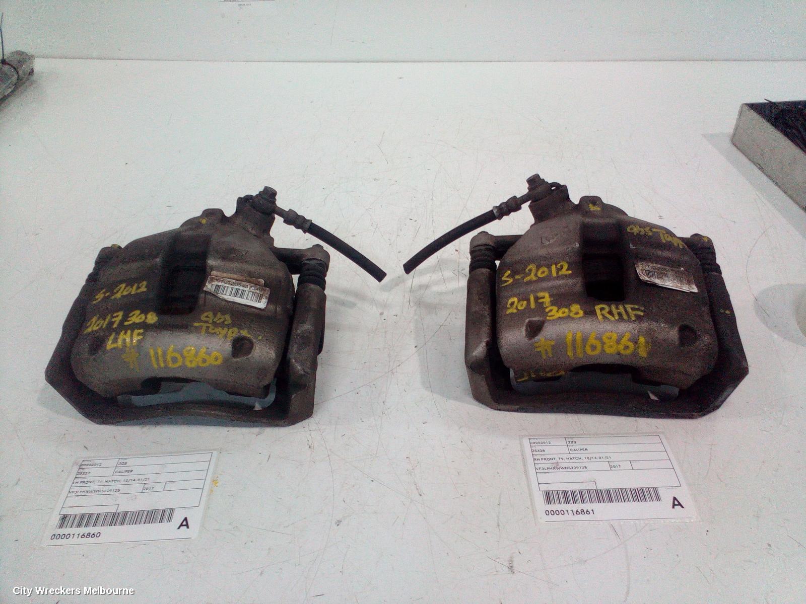 PEUGEOT 308 CALIPER, LH FRONT, T9, HATCH, 10/2014 - 01/2021