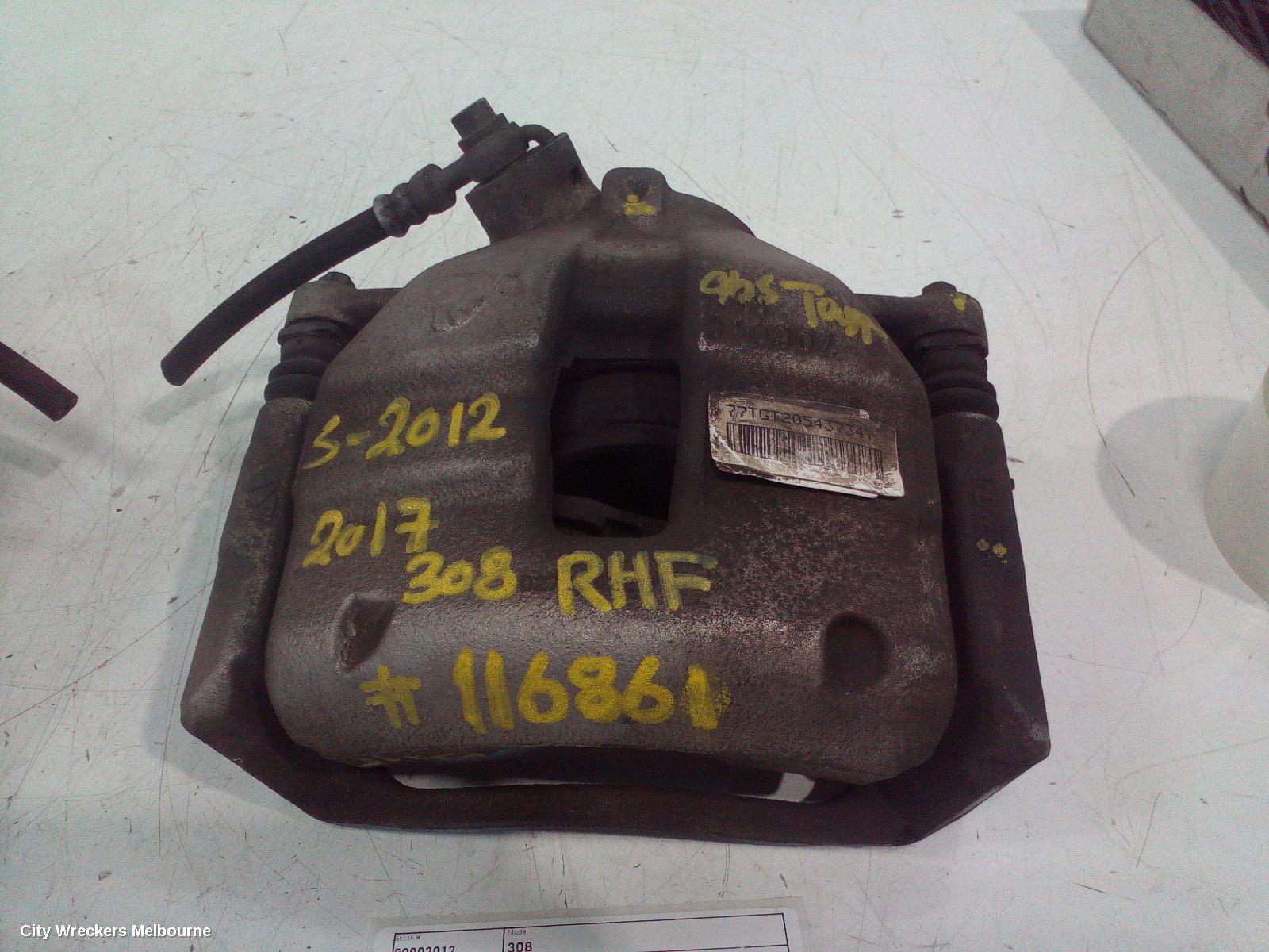 PEUGEOT 308 CALIPER, RH FRONT, T9, HATCH, 10/2014 - 01/2021