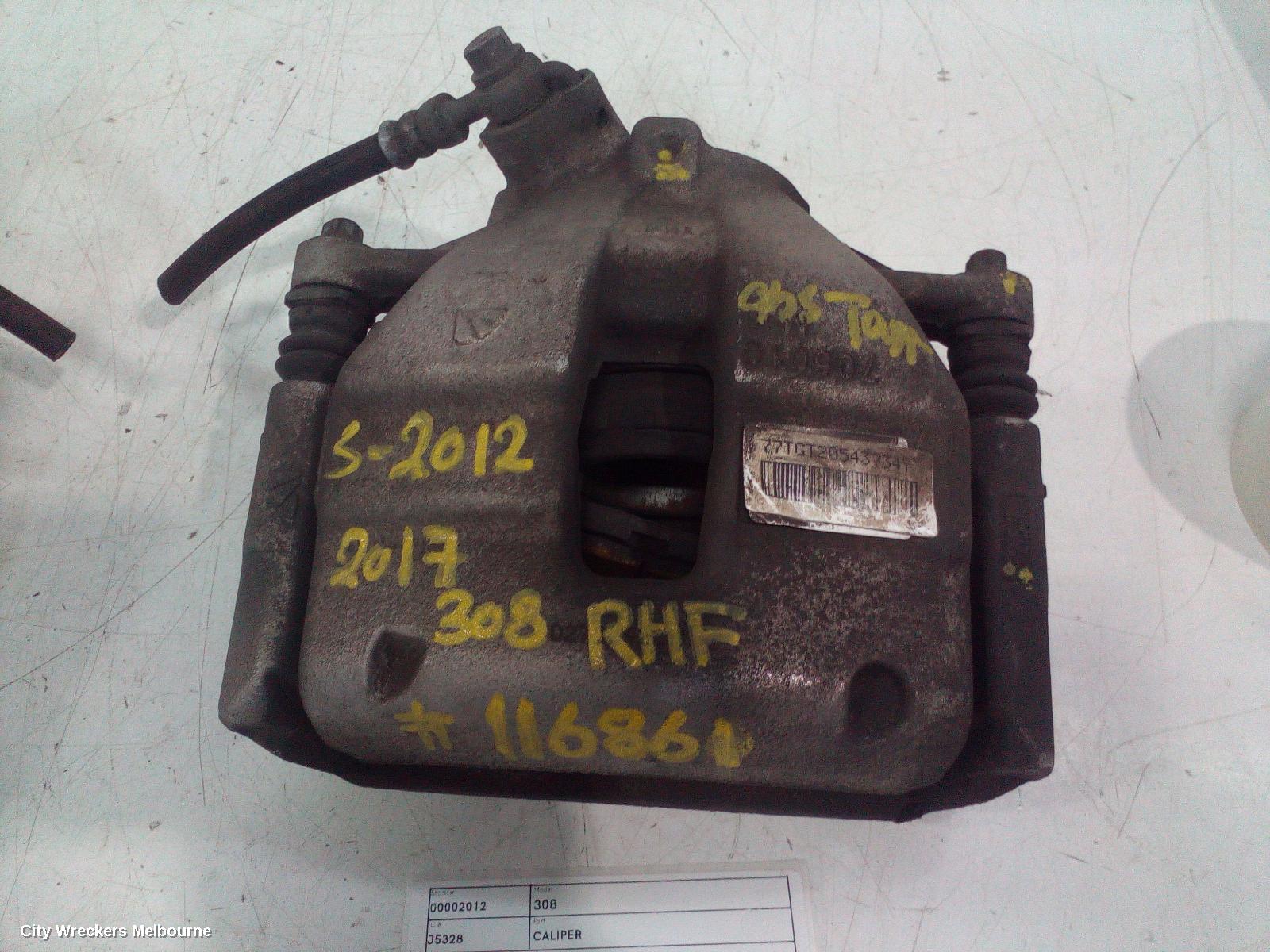 PEUGEOT 308 CALIPER, RH FRONT, T9, HATCH, 10/2014 - 01/2021
