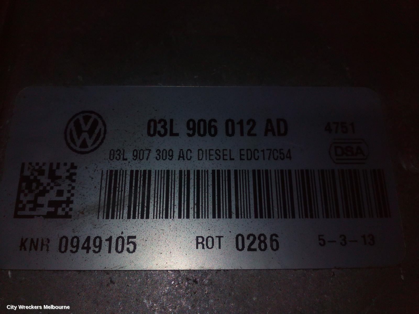 VOLKSWAGEN AMAROK ECU, ENGINE ECU, 4WD, DIESEL, MANUAL T/M, P/N 03L906012AD, ECU ONLY, 2H, 12/2010 ONWARDS