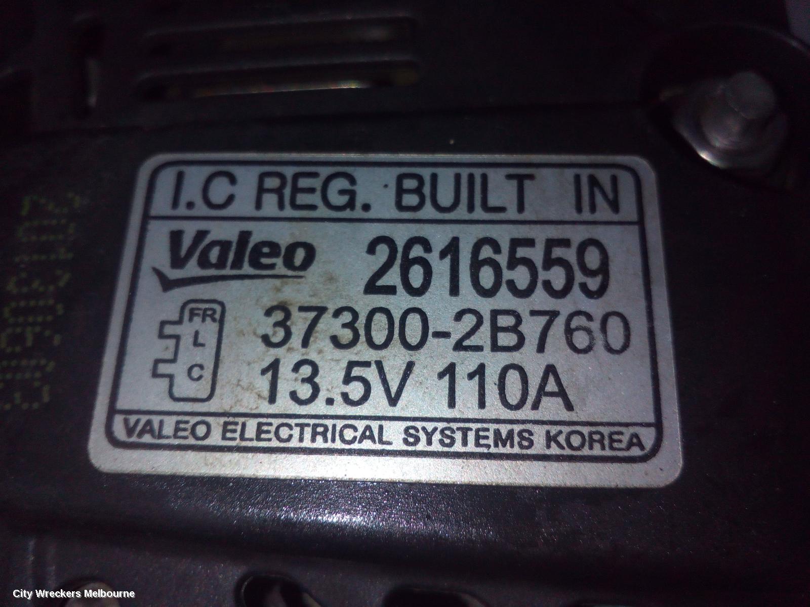 HYUNDAI VELOSTER ALTERNATOR, 1.6, G4FJ, TURBO, 07/2012 - 02/2018