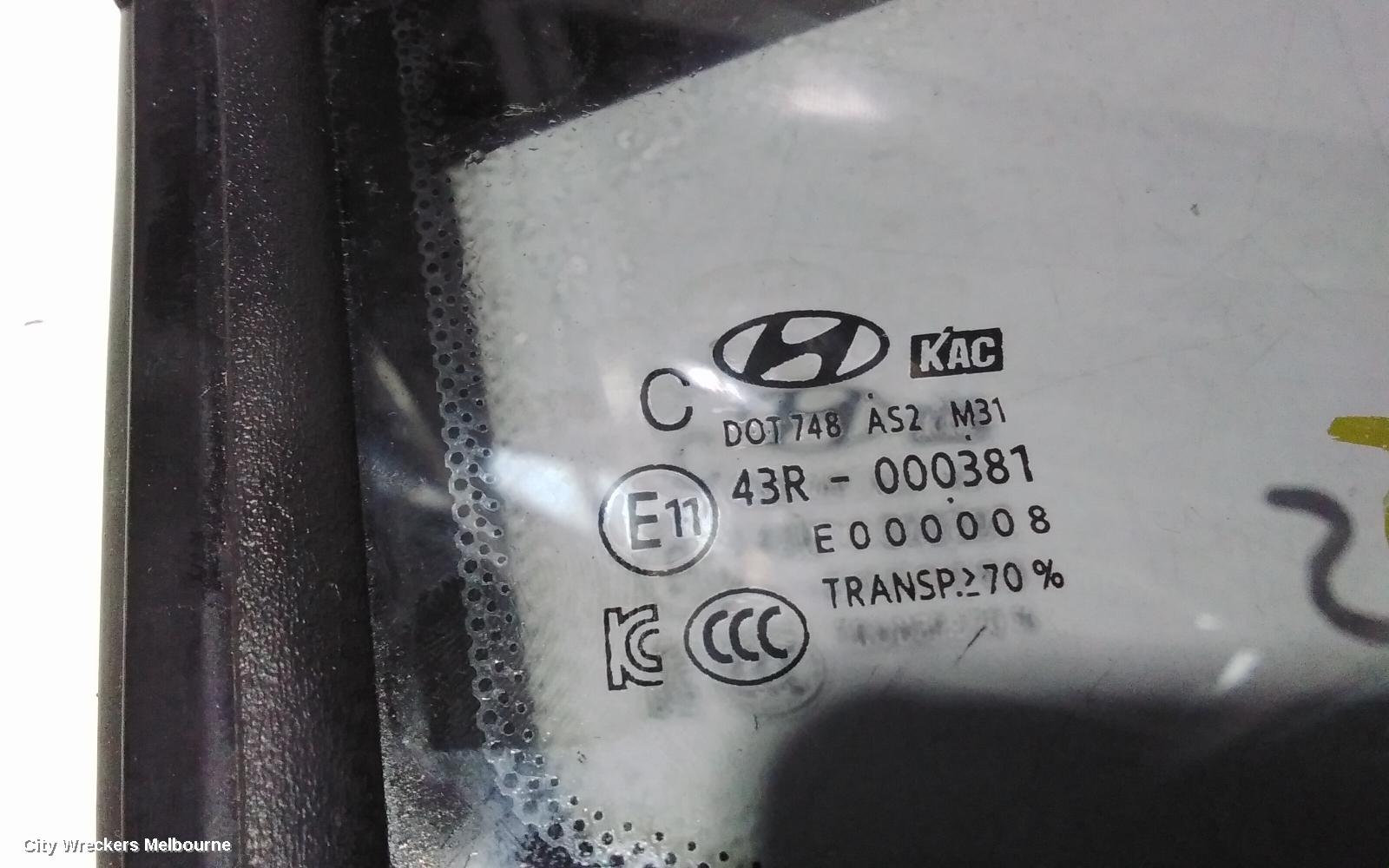 HYUNDAI ELANTRA RIGHT REAR 1/4 DOOR GLASS, AD, 12/2015 - 12/2020
