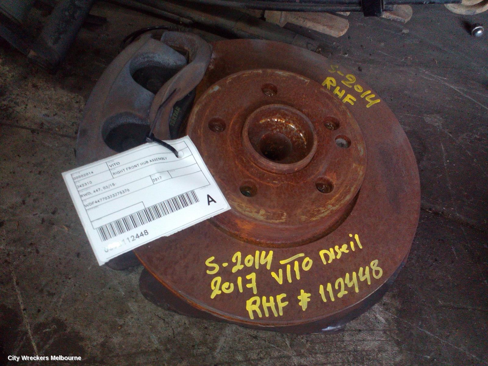 MERCEDES VITO RIGHT FRONT HUB ASSEMBLY, RWD, 447, 03/2015 ONWARDS