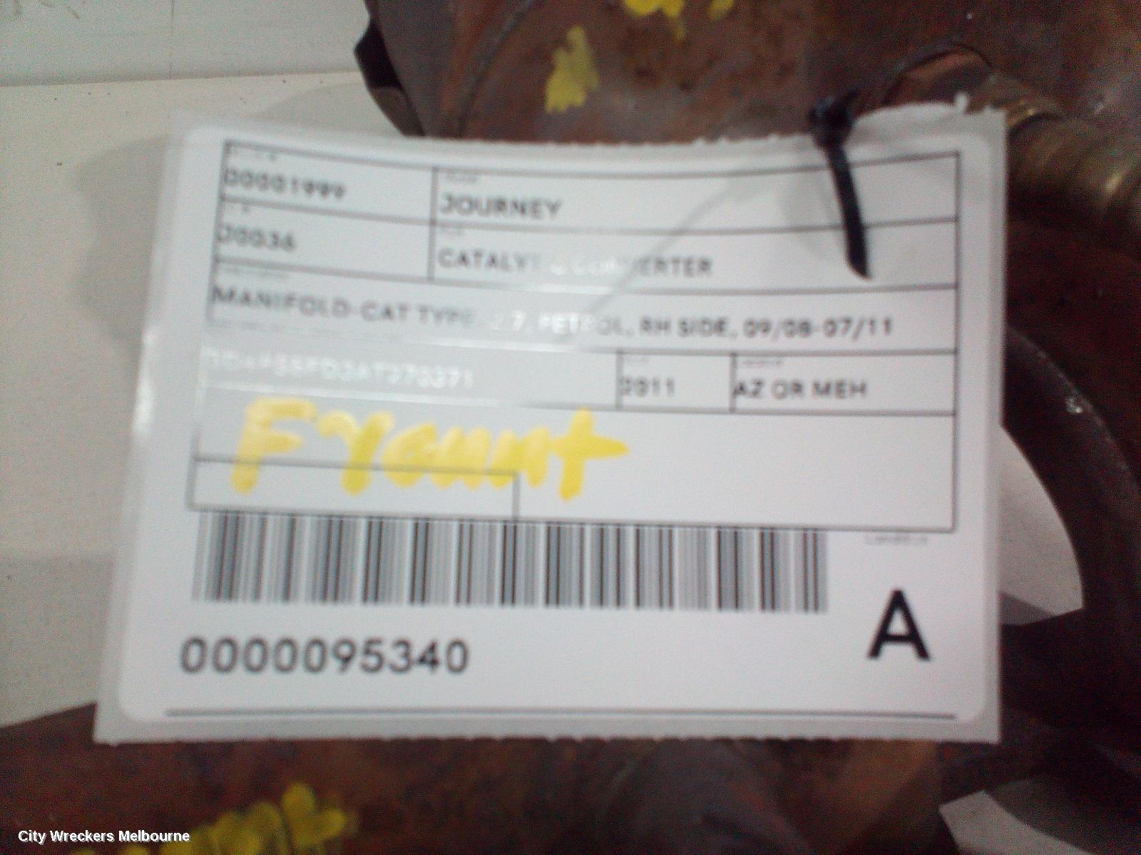 DODGE JOURNEY CATALYTIC CONVERTER, MANIFOLD-CAT TYPE, 2.7, PETROL, RH SIDE, 09/2008 - 07/2011