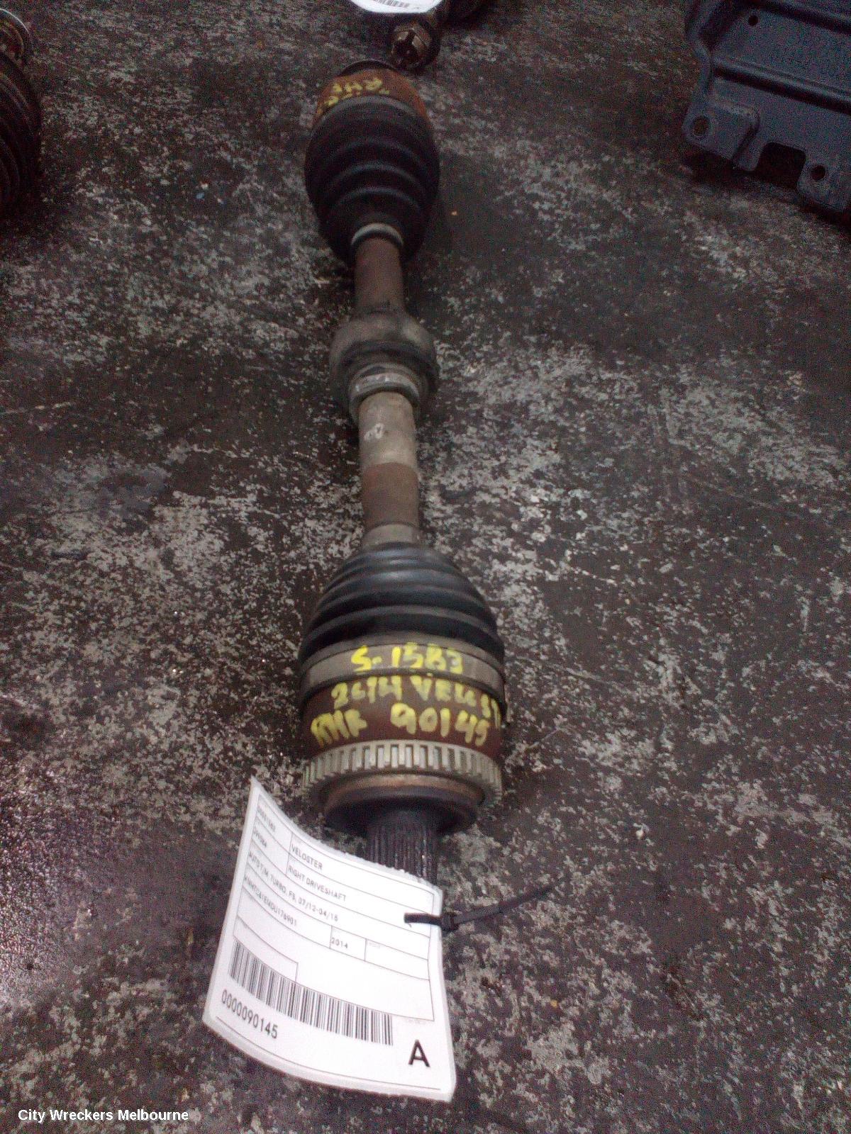 HYUNDAI VELOSTER RIGHT DRIVESHAFT, AUTO T/M, TURBO, FS, 07/2012 - 04/2015