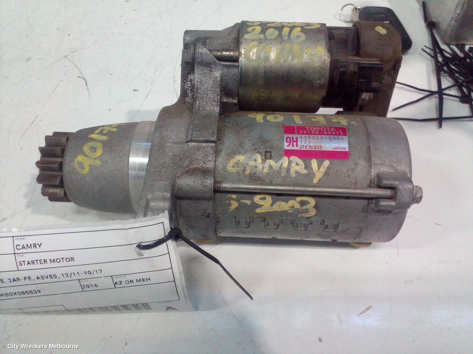 TOYOTA CAMRY STARTER, PETROL, 2.5, 2AR-FE, ASV50, 12/2011 - 10/2017
