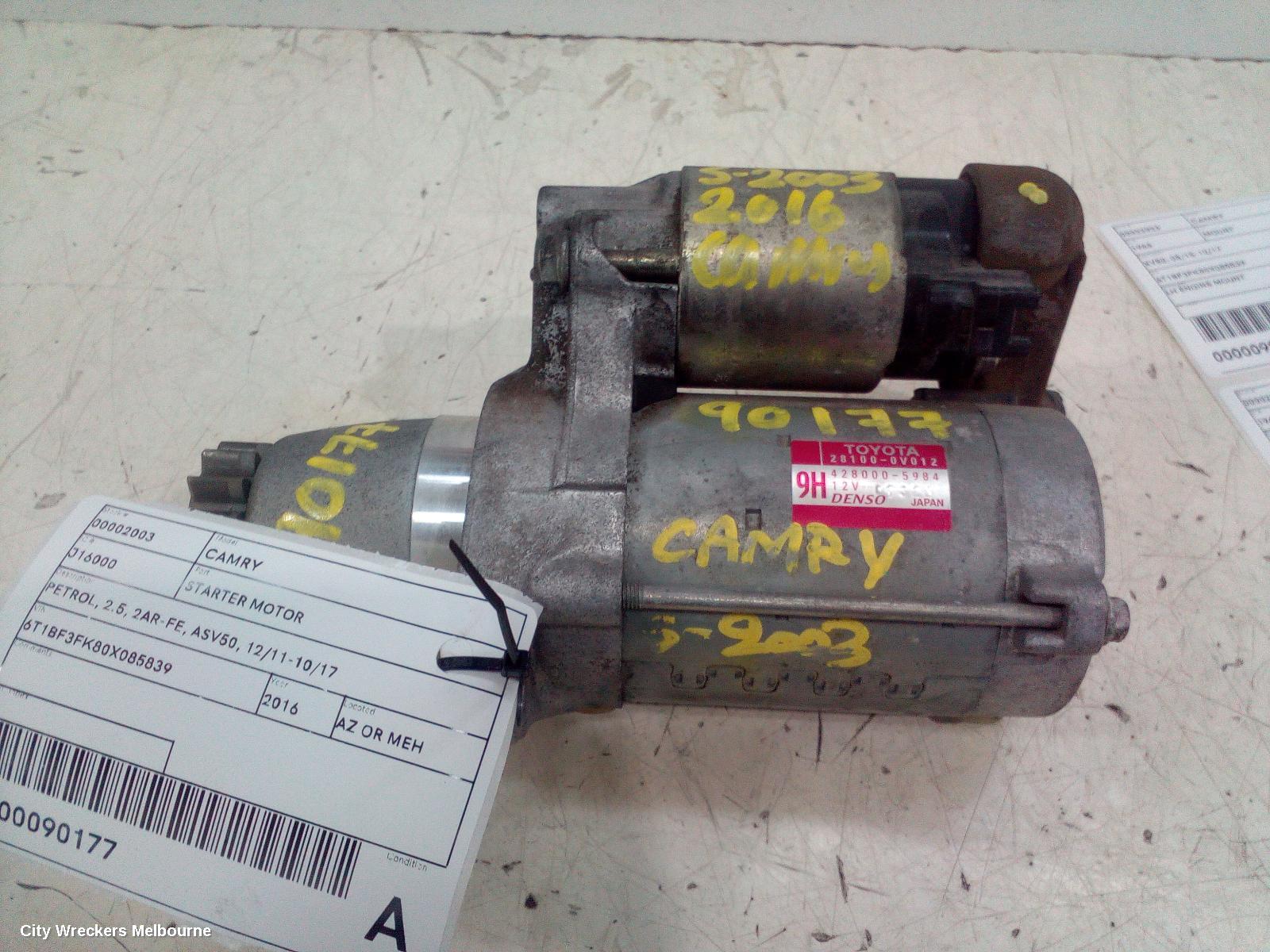 TOYOTA CAMRY STARTER, PETROL, 2.5, 2AR-FE, ASV50, 12/2011 - 10/2017