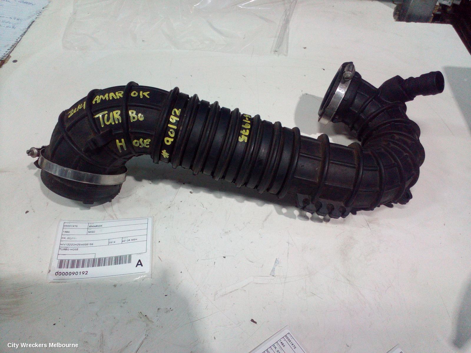 VOLKSWAGEN AMAROK, 2H, 02/2011 - 09/2022, TURBO HOSE: 90192