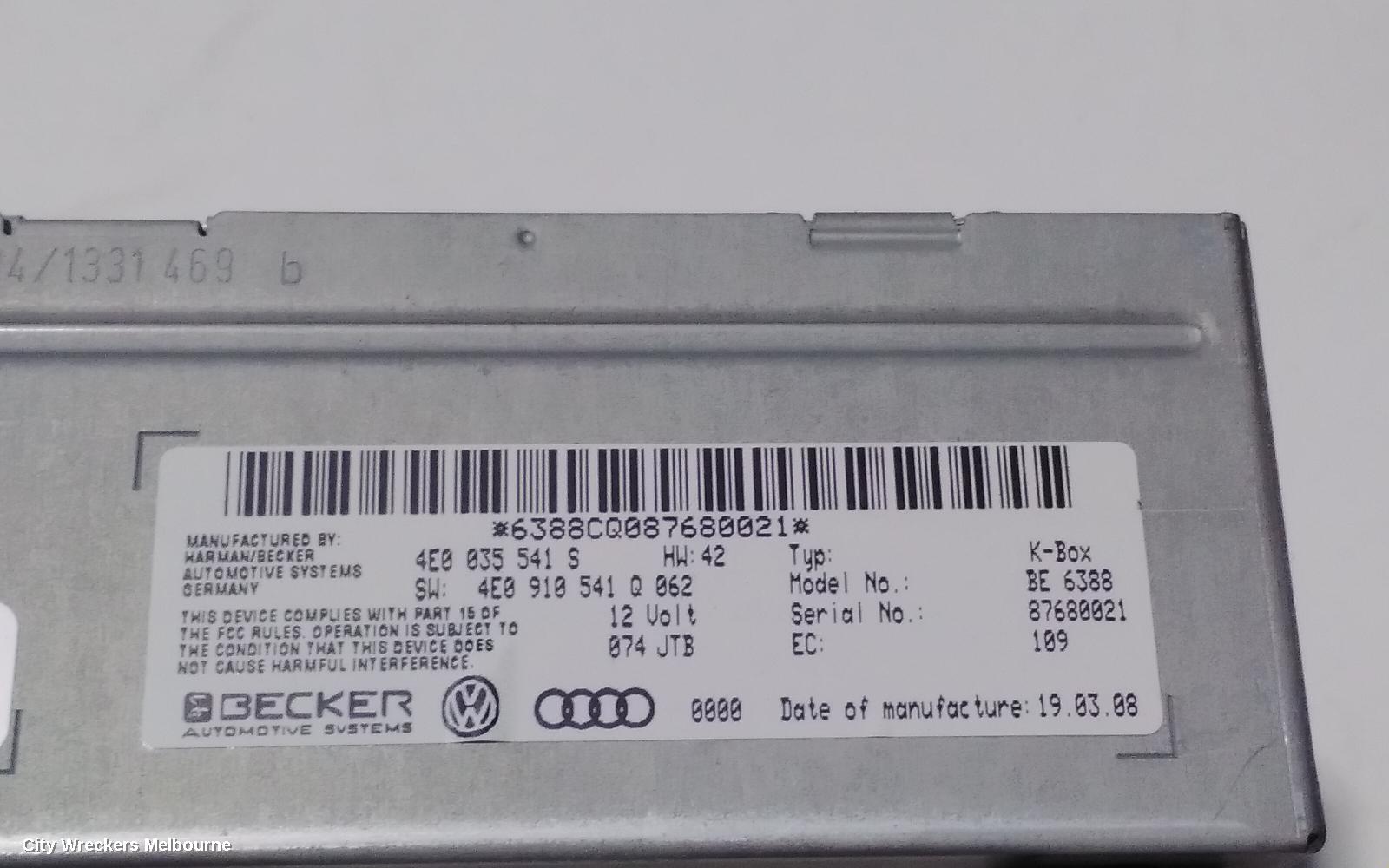 AUDI Q7 RADIO/CD/DVD/SAT/TV, K-BOX RADIO RECEIVER, 4L, 09/2006 - 08/2015