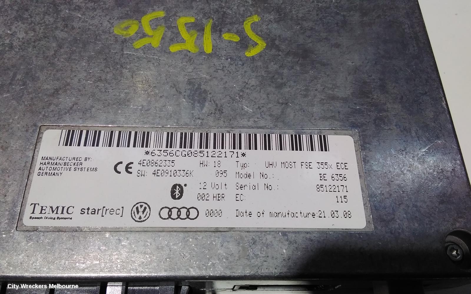 AUDI Q7 RADIO/CD/DVD/SAT/TV, BLUETOOTH MODULE***USE ECU PART TYPE***