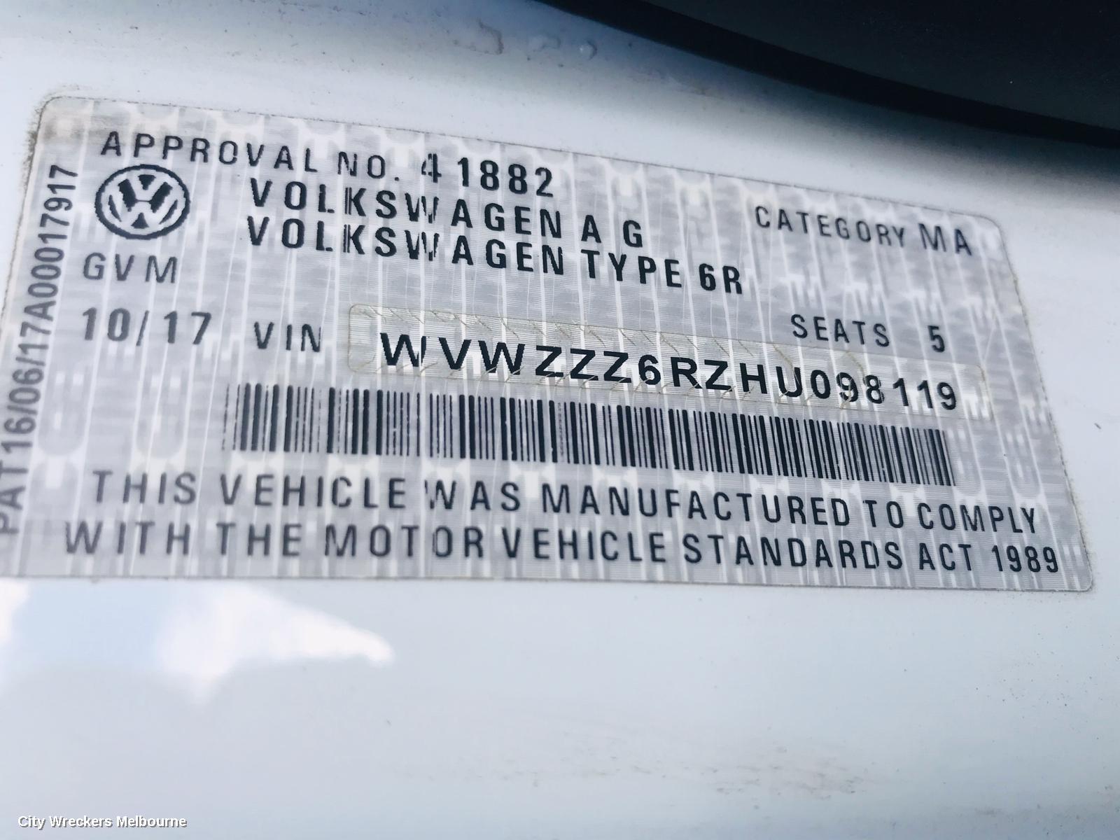 VOLKSWAGEN POLO RIGHT FRONT WINDOW REG/MOTOR, 6R, POWER, 5DR HATCH, 05/2014 - 09/2017
