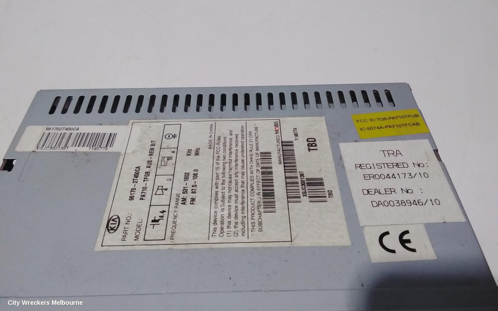 KIA OPTIMA RADIO/CD/DVD/SAT/TV, CD STACKER, TF, 01/2011 - 10/2015
