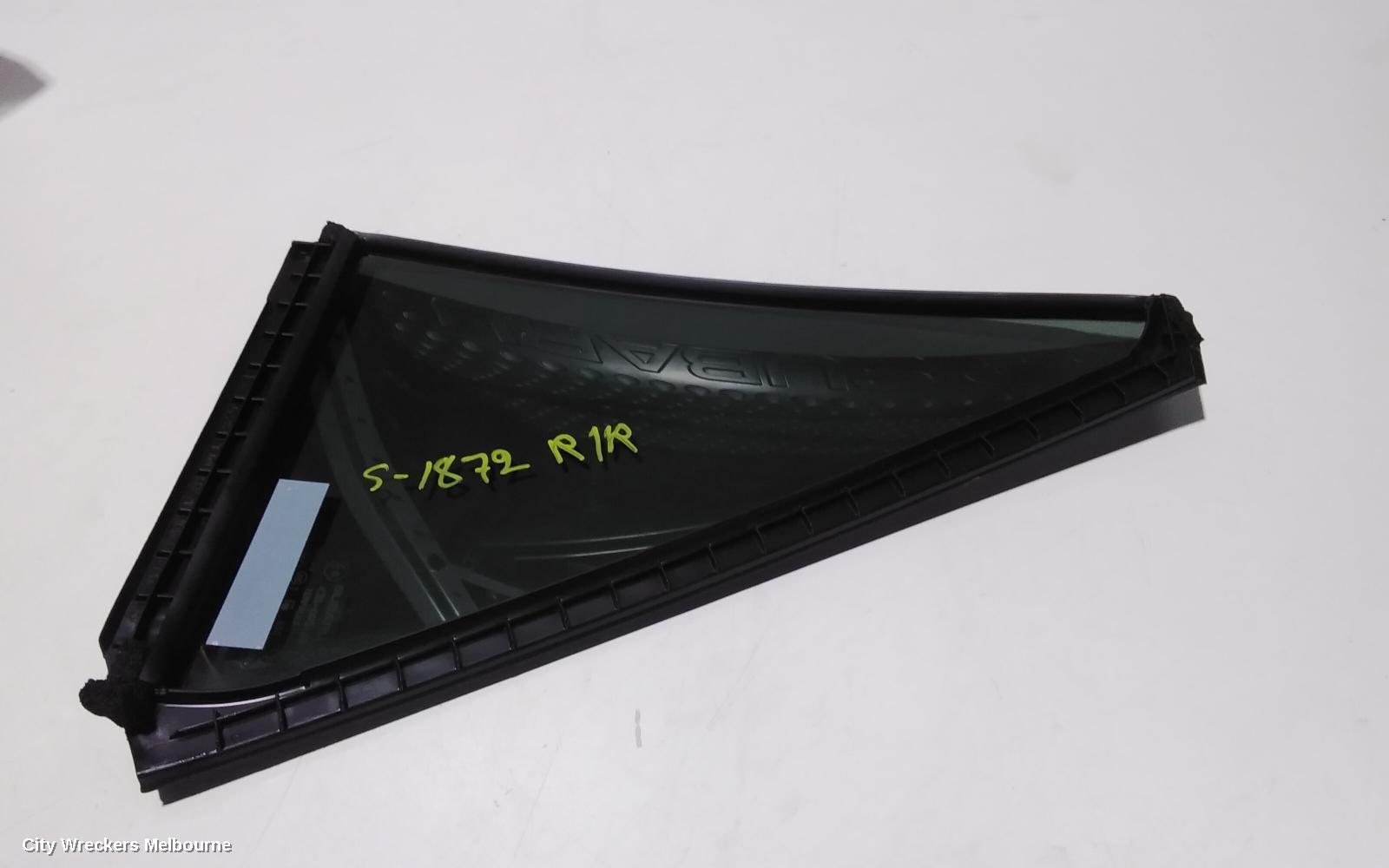 SUBARU OUTBACK RIGHT REAR 1/4 DOOR GLASS, 6TH GEN, 08/2014 - 12/2020