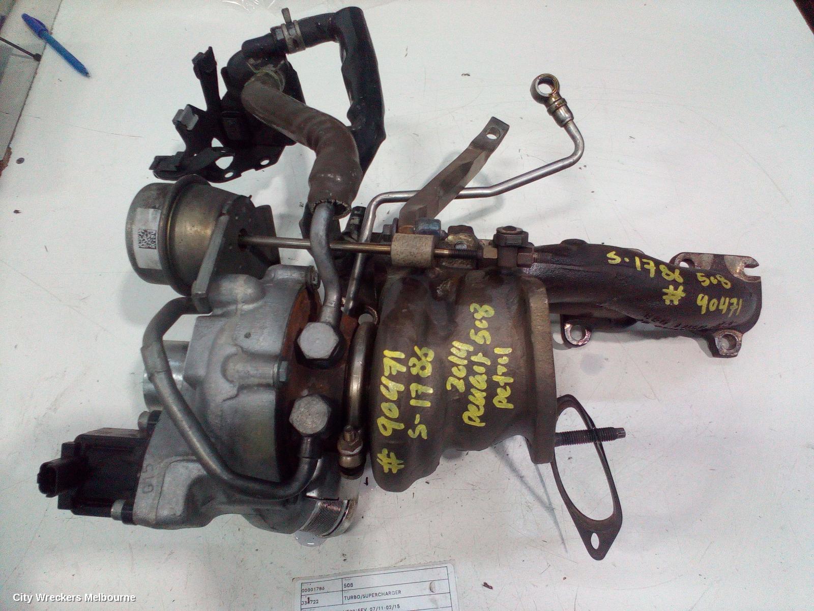PEUGEOT 508 TURBO SUPERCHARGER, PETROL, 1.6, VIN VF38*5FV, 07/2011 - 02/2015
