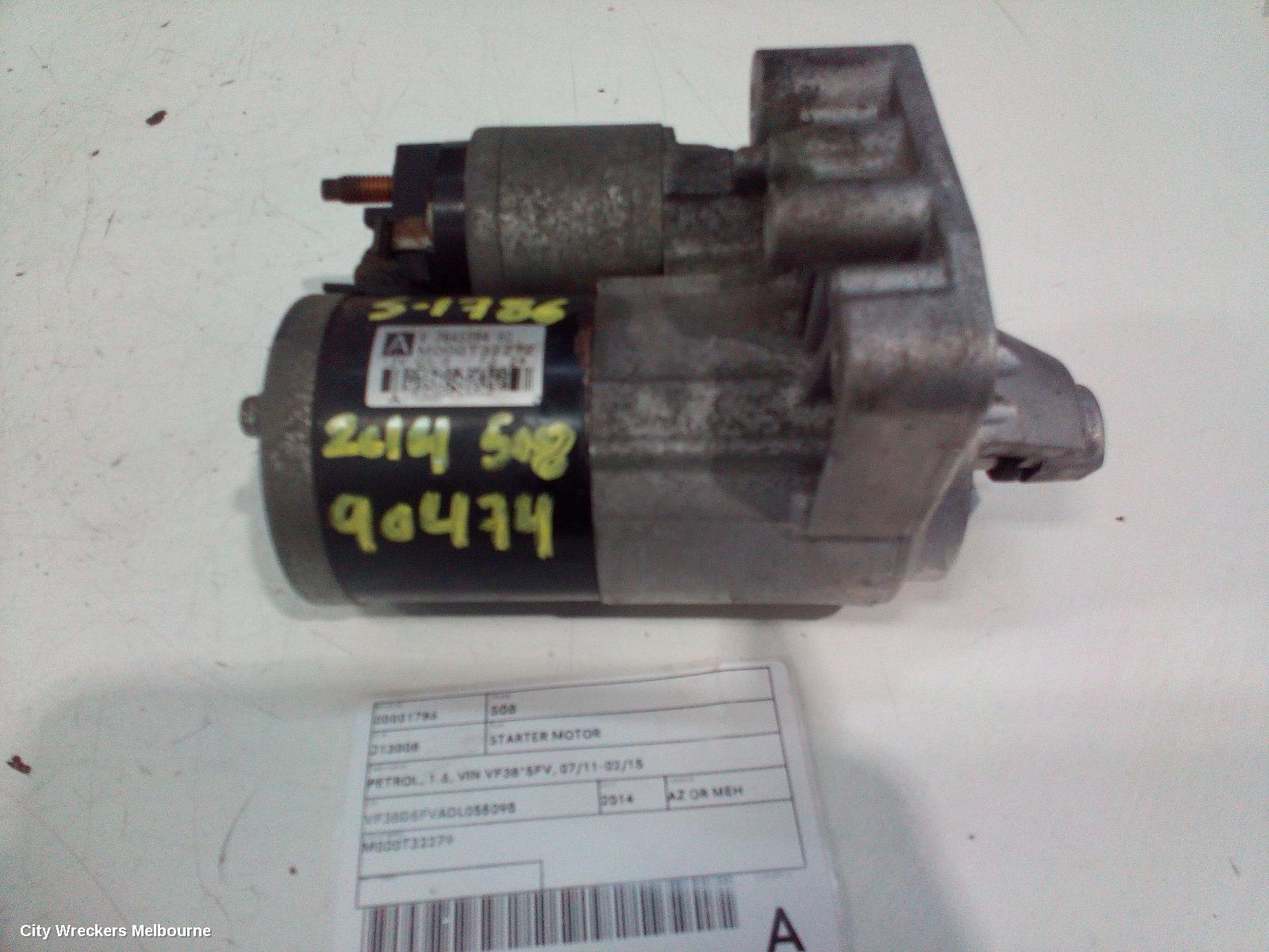 PEUGEOT 508 STARTER, PETROL, 1.6, VIN VF38*5FV, 07/2011 - 02/2015
