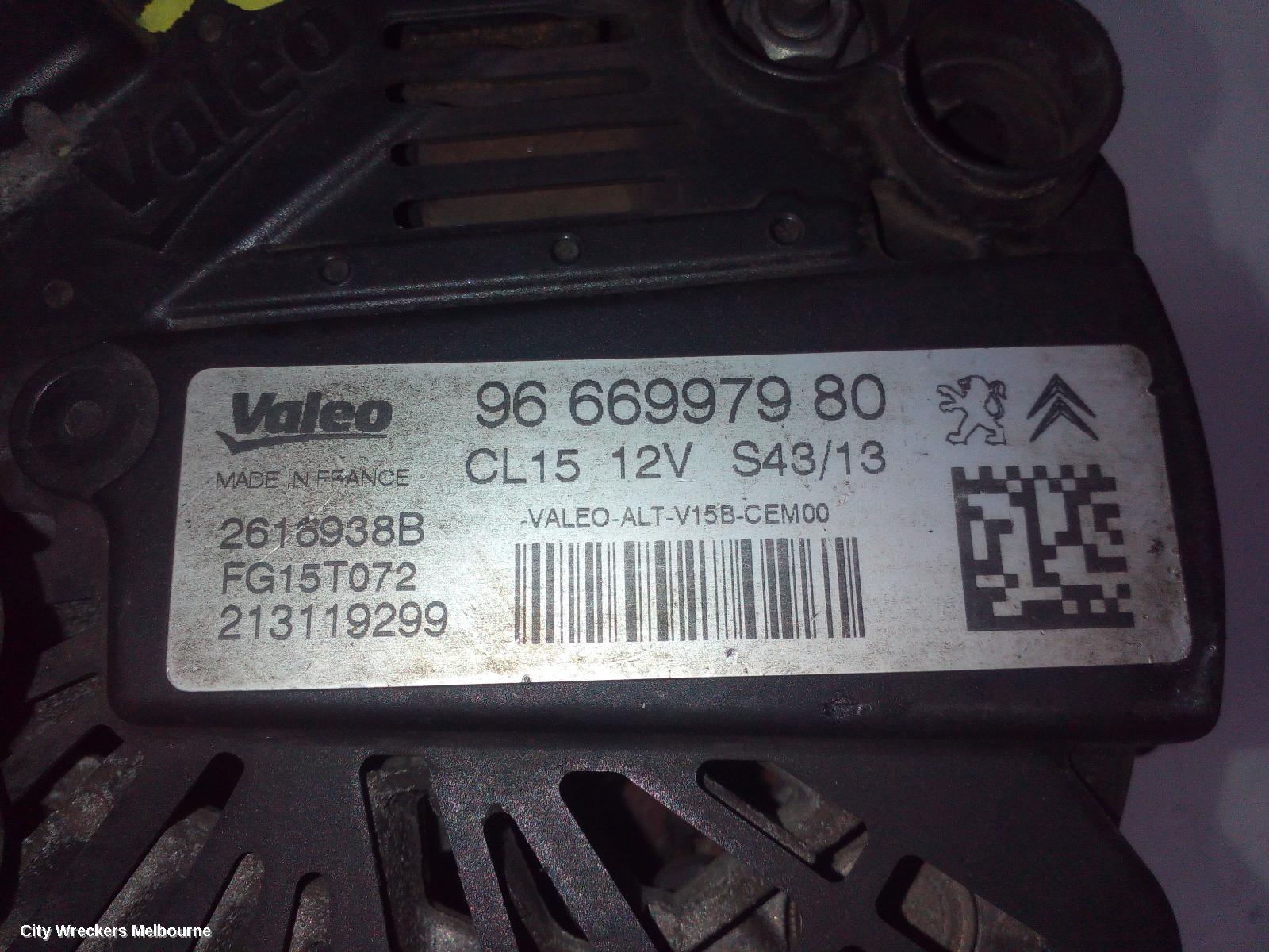 PEUGEOT 508 ALTERNATOR, PETROL, 1.6, VIN VF38*5FV, 150AMP, VALEO FG15T072, 07/2011 - 02/2015