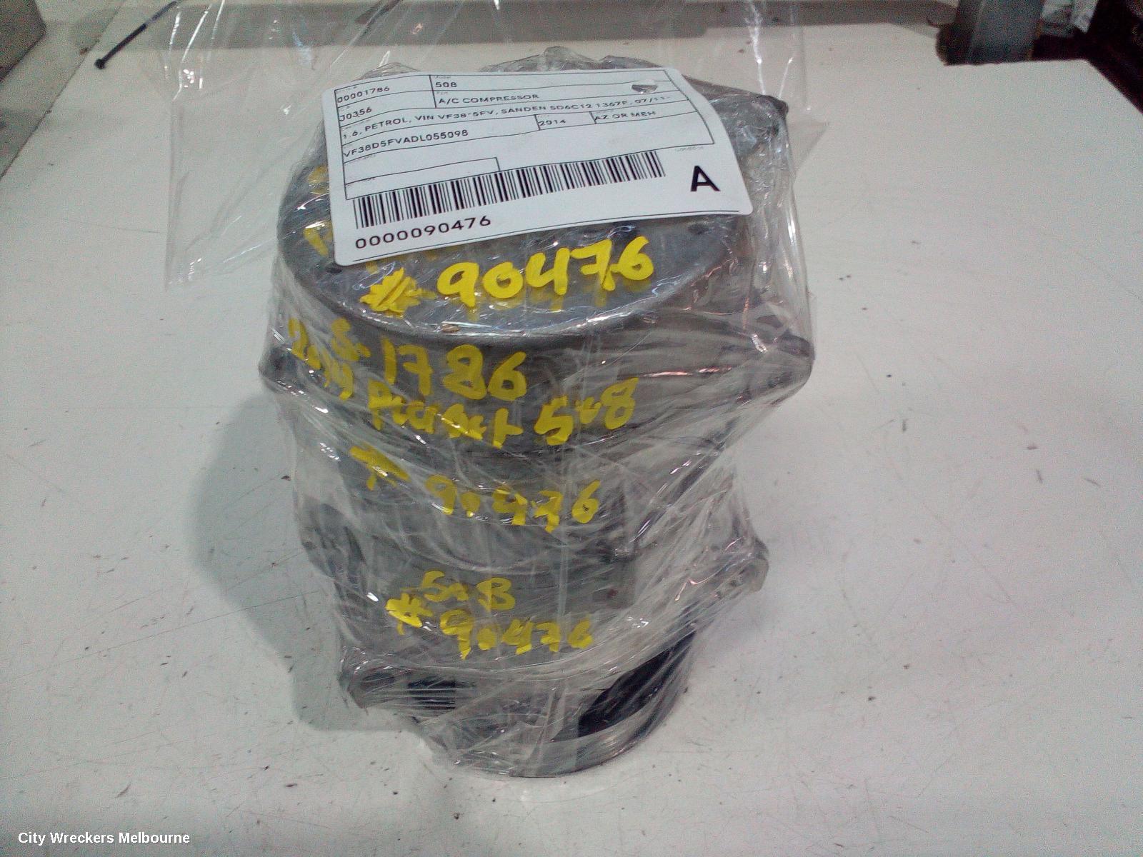 PEUGEOT 508 A/C COMPRESSOR, 1.6, PETROL, VIN VF38*5FV, SANDEN SD6C12 1367F, 07/2011 - 02/2015