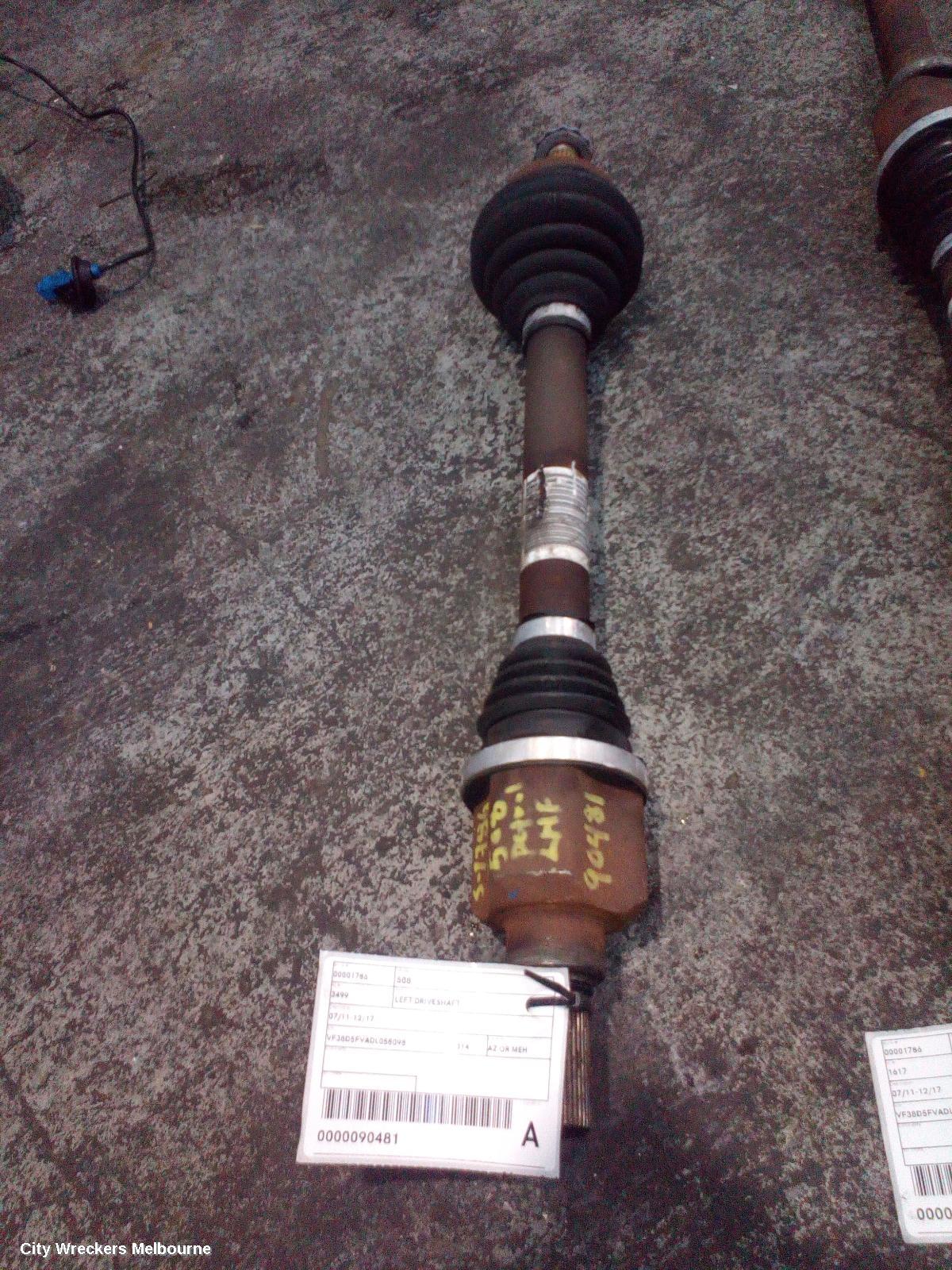 PEUGEOT 508 LEFT DRIVESHAFT, 07/2011 - 12/2017
