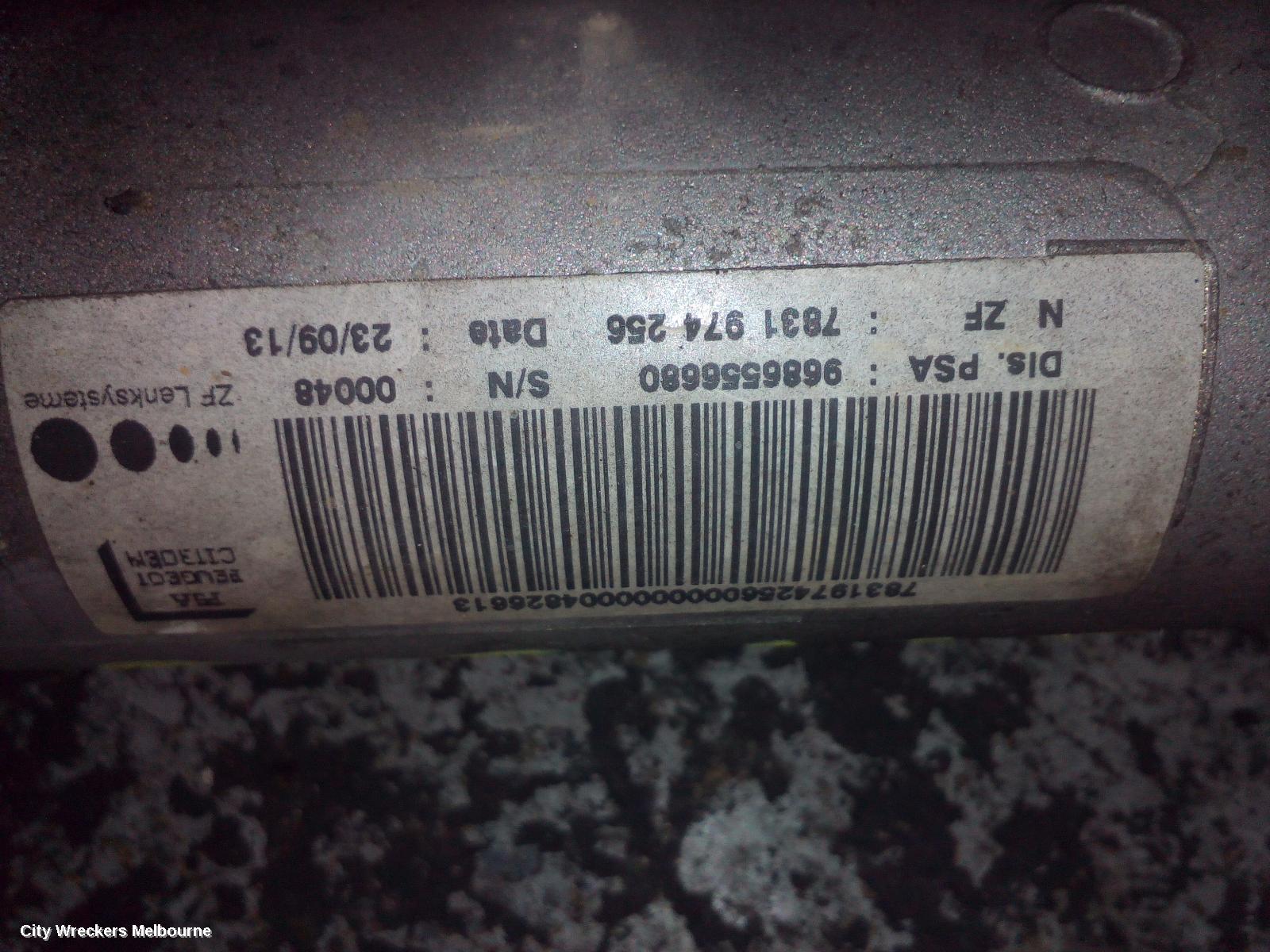 PEUGEOT 508 STEERING BOX/RACK, 07/2011 - 12/2017
