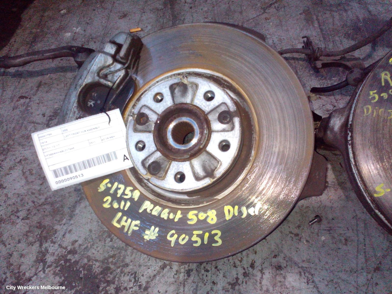 PEUGEOT 508 LEFT FRONT HUB ASSEMBLY, 07/2011 - 12/2017