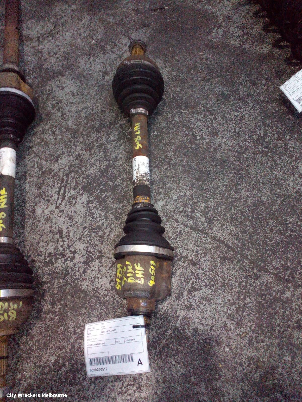 PEUGEOT 508 LEFT DRIVESHAFT, 07/2011 - 12/2017