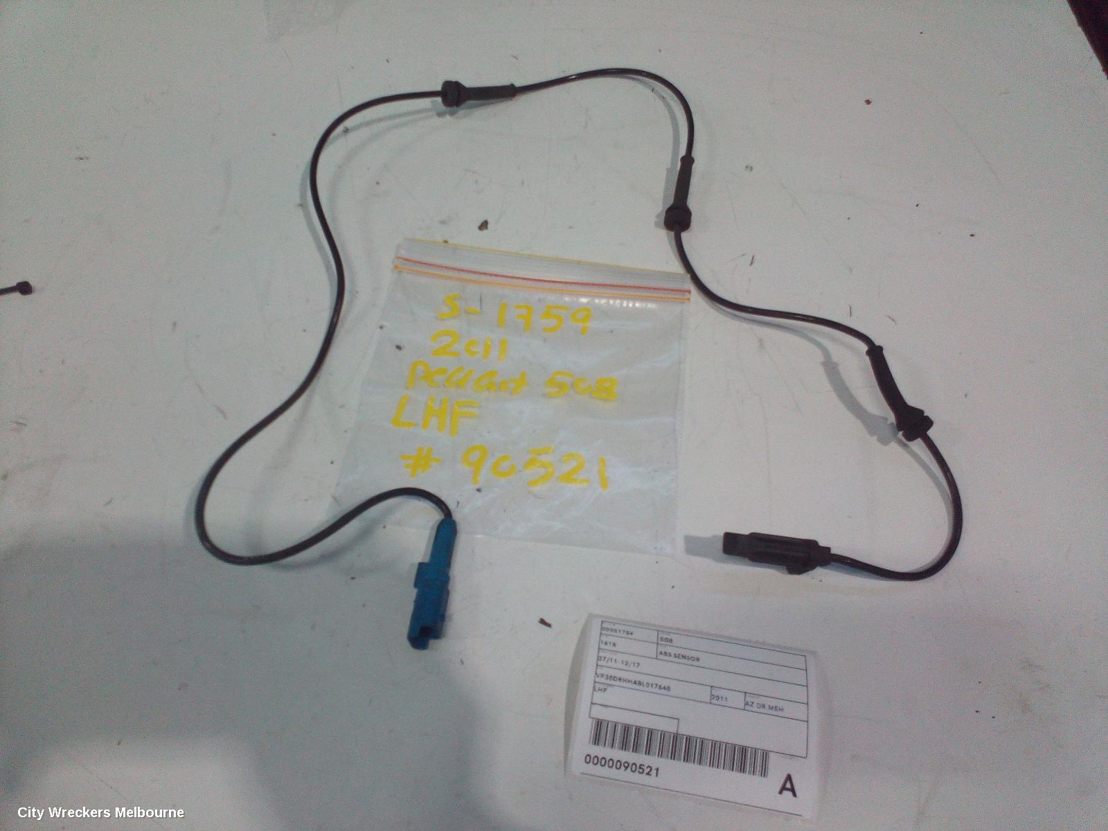 PEUGEOT 508 ABS SENSOR, 07/2011 - 12/2017