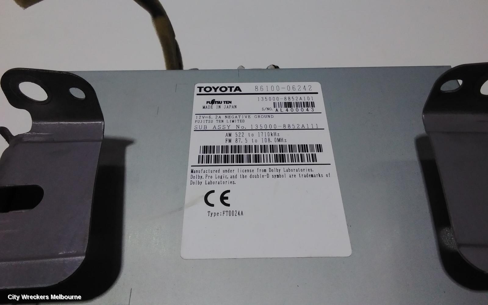 TOYOTA AURION RADIO/CD/DVD/SAT/TV, SAT NAV, GSV50R, 02/2012 - 08/2017
