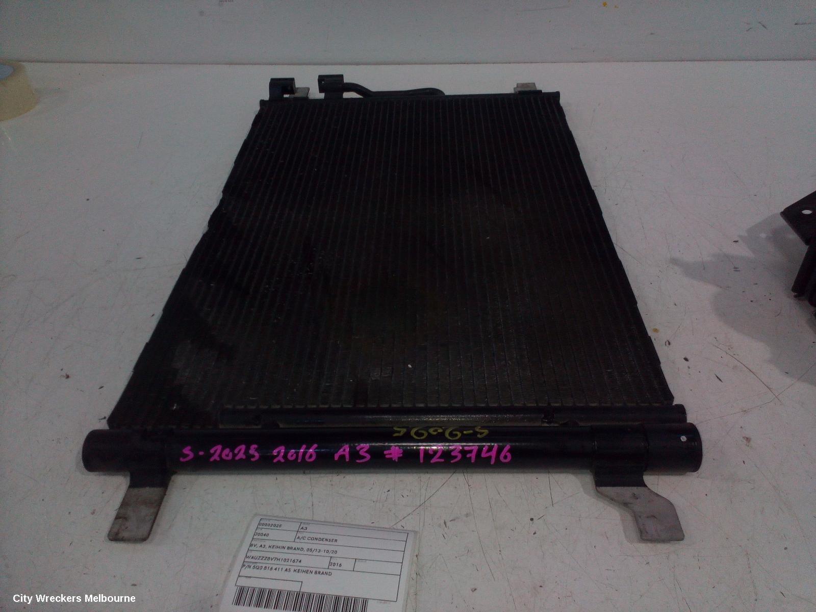 AUDI A3 A/C CONDENSER, 8V, A3, KEIHIN BRAND, 05/2013 - 10/2020