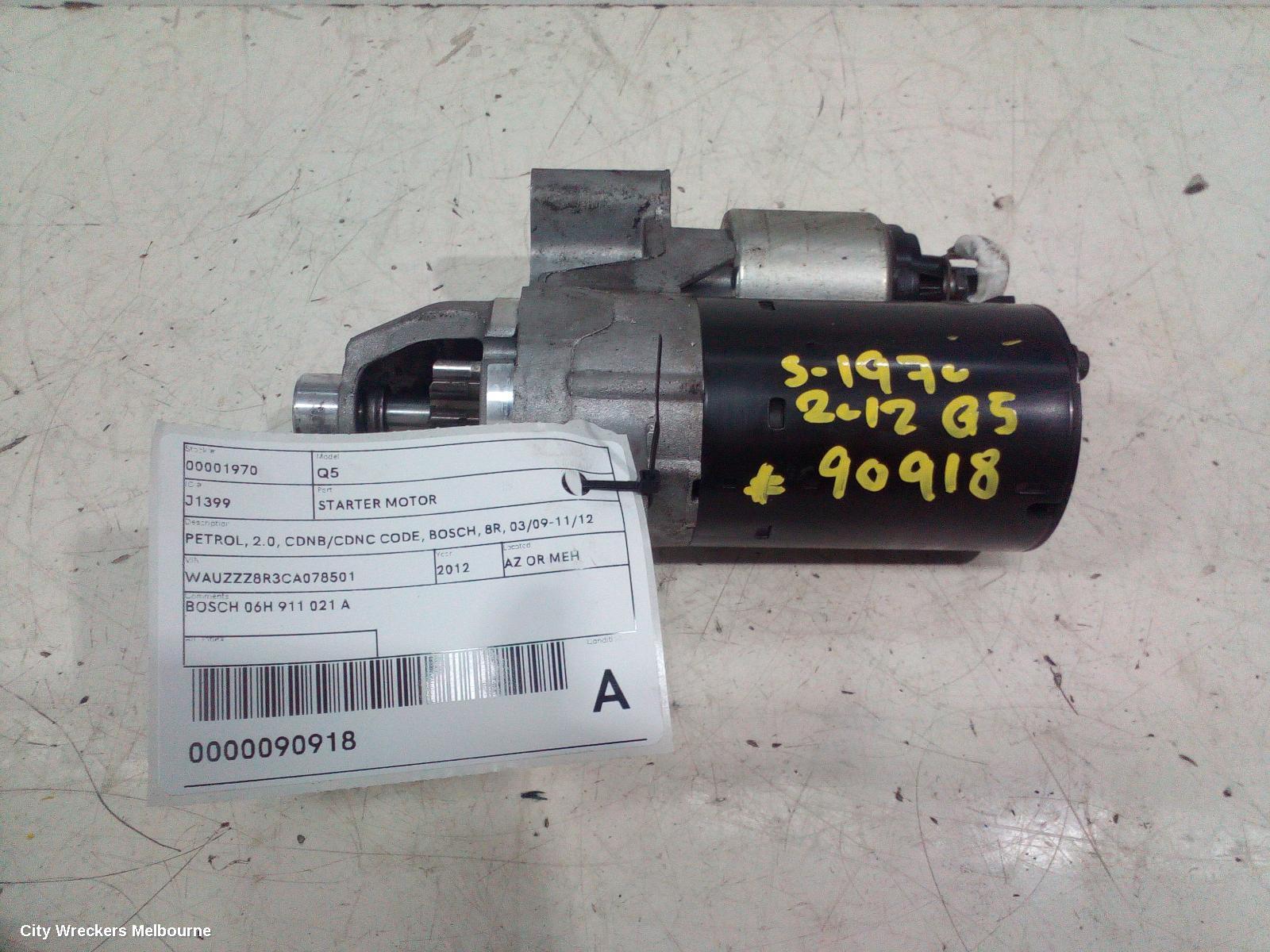 AUDI Q5 STARTER, PETROL, 2.0, CDNB/CDNC CODE, BOSCH, 8R, 03/2009 - 11/2012