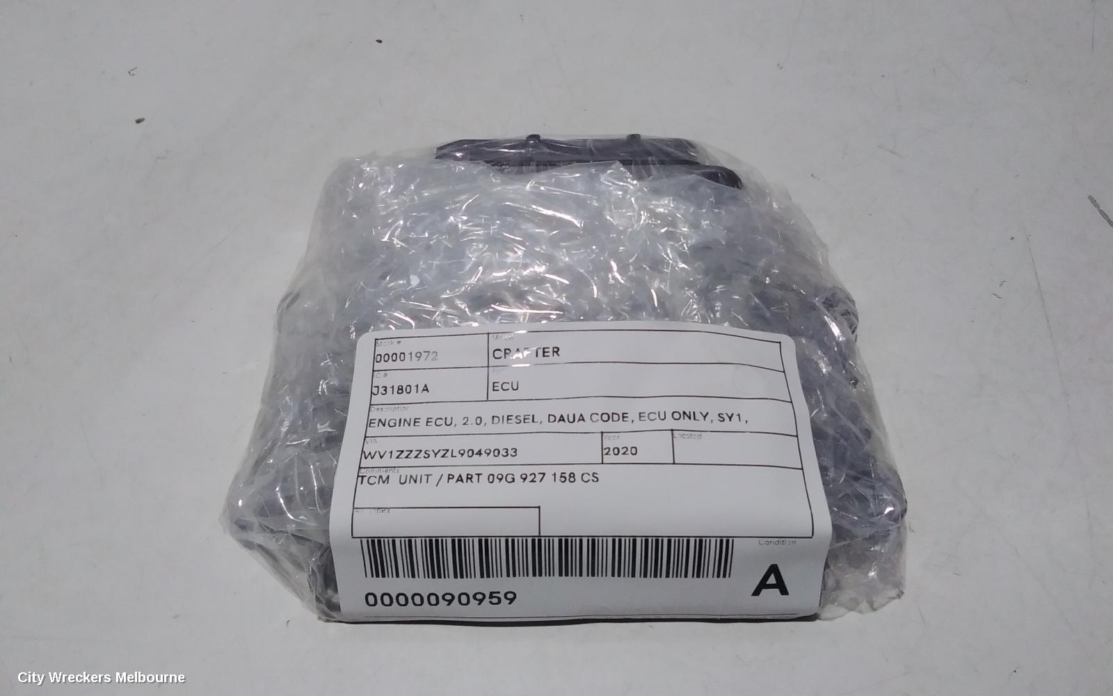 VOLKSWAGEN CRAFTER ECU, ENGINE ECU, 2.0, DIESEL, DAUA CODE, ECU ONLY, SY1, 08/2017 ONWARDS