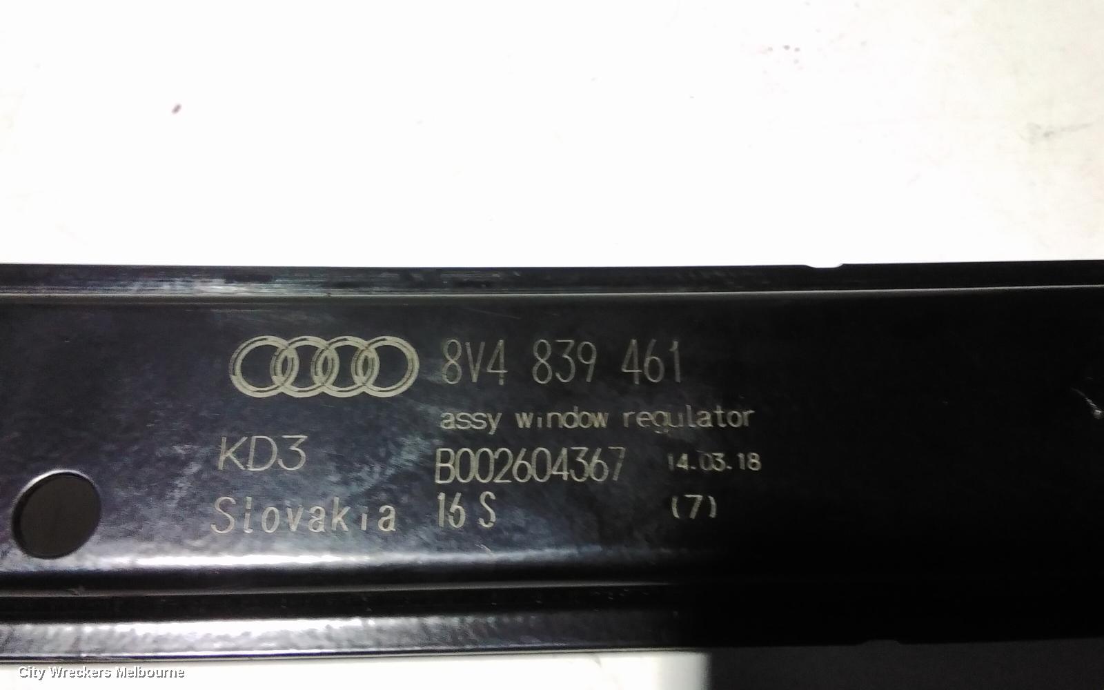 AUDI A3 LEFT REAR WND REG/MOTOR, 8V, 4DR SEDAN, 10/2013 - 10/2020