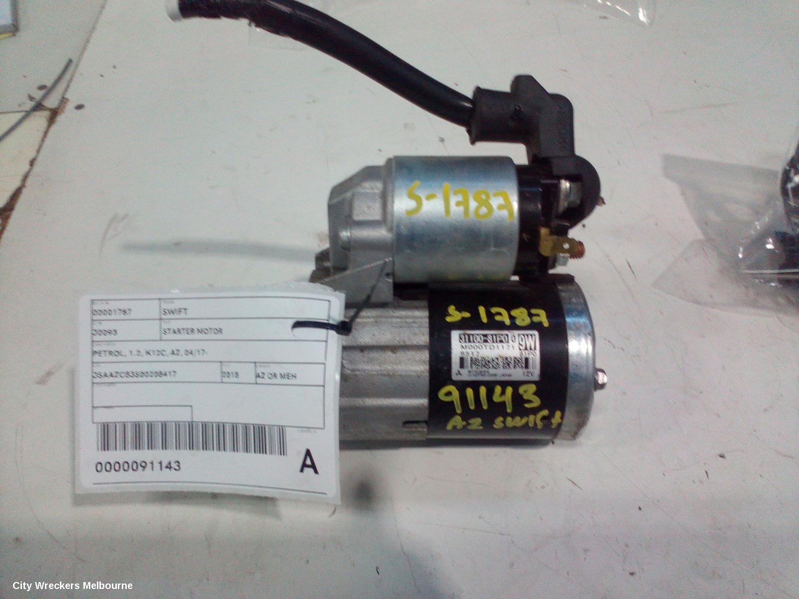 SUZUKI SWIFT STARTER, PETROL, 1.2, K12C, AZ, 04/2017 ONWARDS