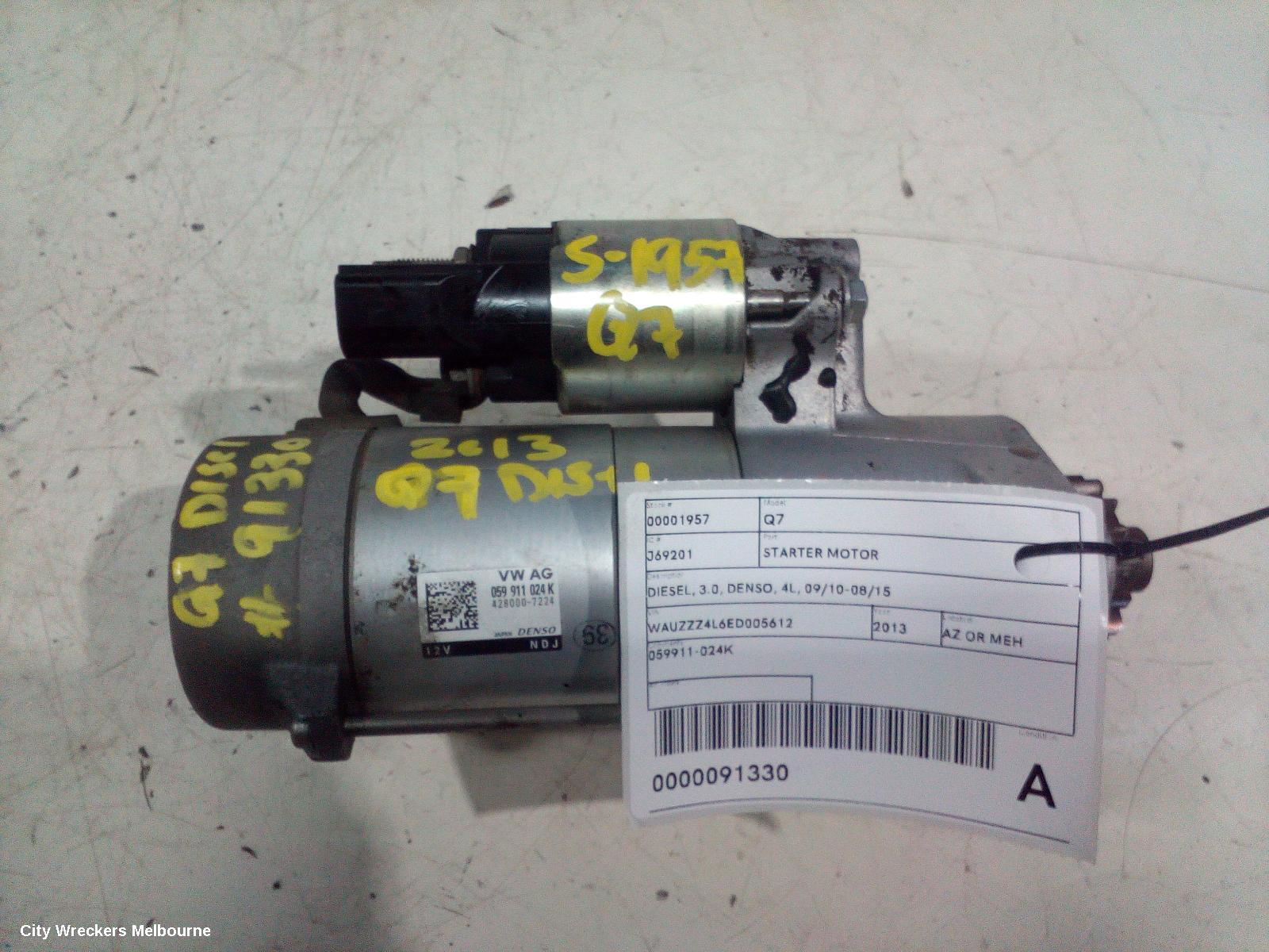 AUDI Q7 STARTER, DIESEL, 3.0, DENSO, 4L, 09/2010 - 08/2015