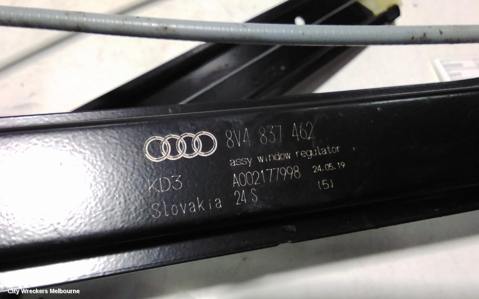 AUDI A3 RIGHT FRONT WINDOW REG/MOTOR, 8V, 4DR SEDAN, 10/2013 - 10/2020