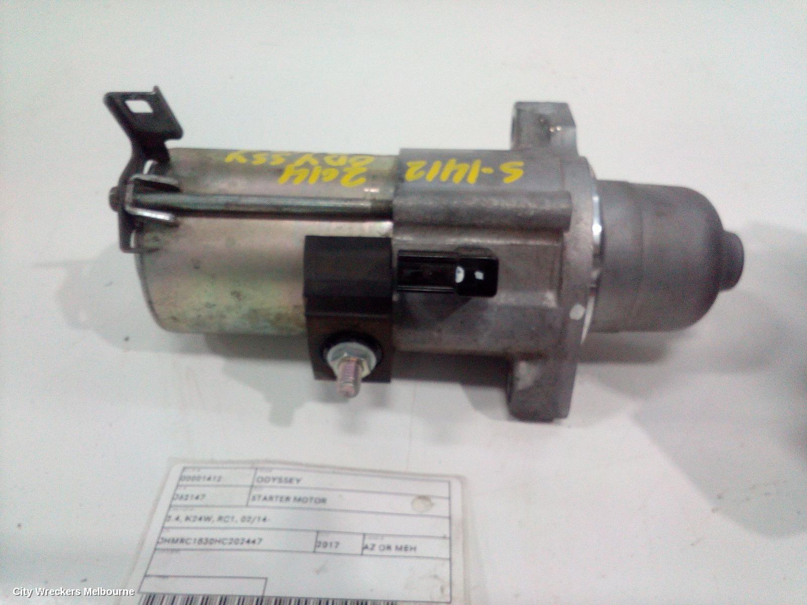 HONDA ODYSSEY STARTER, 2.4, K24W, RC1, 02/2014 ONWARDS