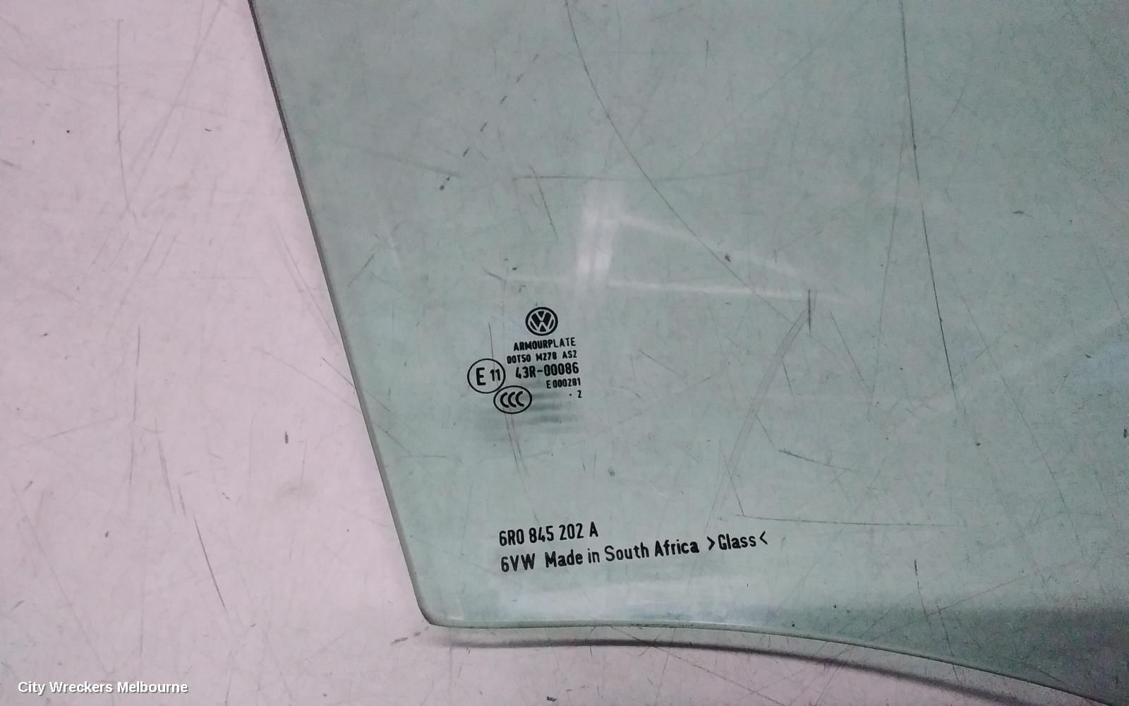 VOLKSWAGEN POLO RIGHT FRONT DOOR WINDOW, 6R, 5DR HATCH, 05/2010 - 05/2014
