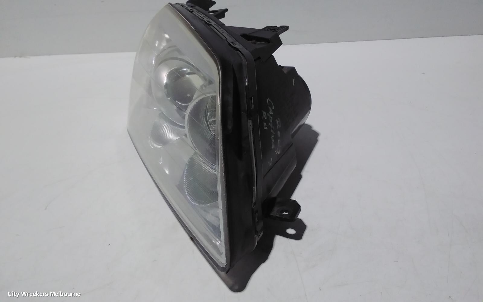 HOLDEN CAPTIVA RIGHT HEADLAMP, CG, CX/LX/SX/CAPTIVA 7 (4TH VIN = C), CHROME INNER TYPE, 09/2006 - 02/2011